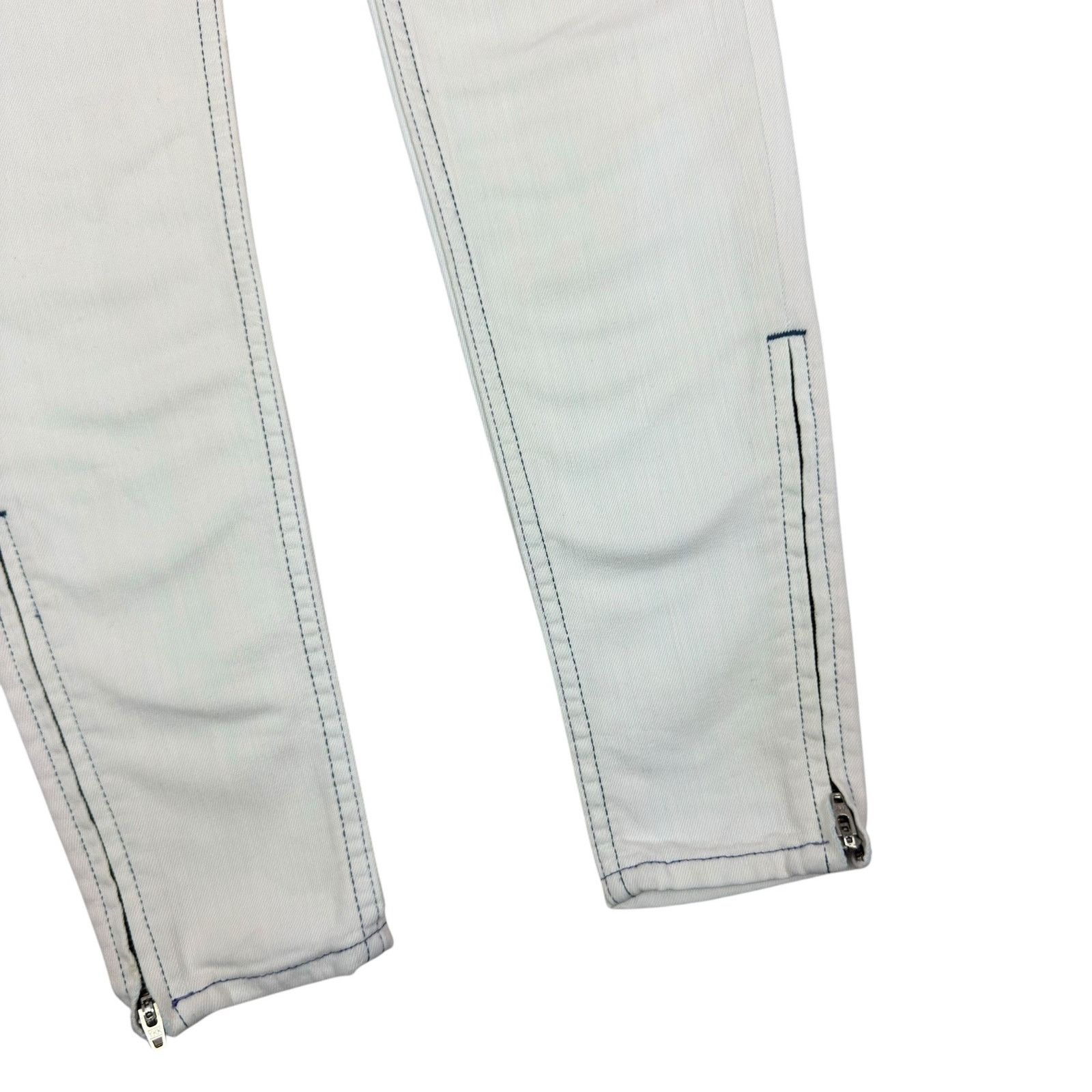 Evisu Evisu Women's White Cotton Ankle Zip Cropped Skinny Jeans 26 Size 26" / US 2 / IT 38 - 6 Thumbnail