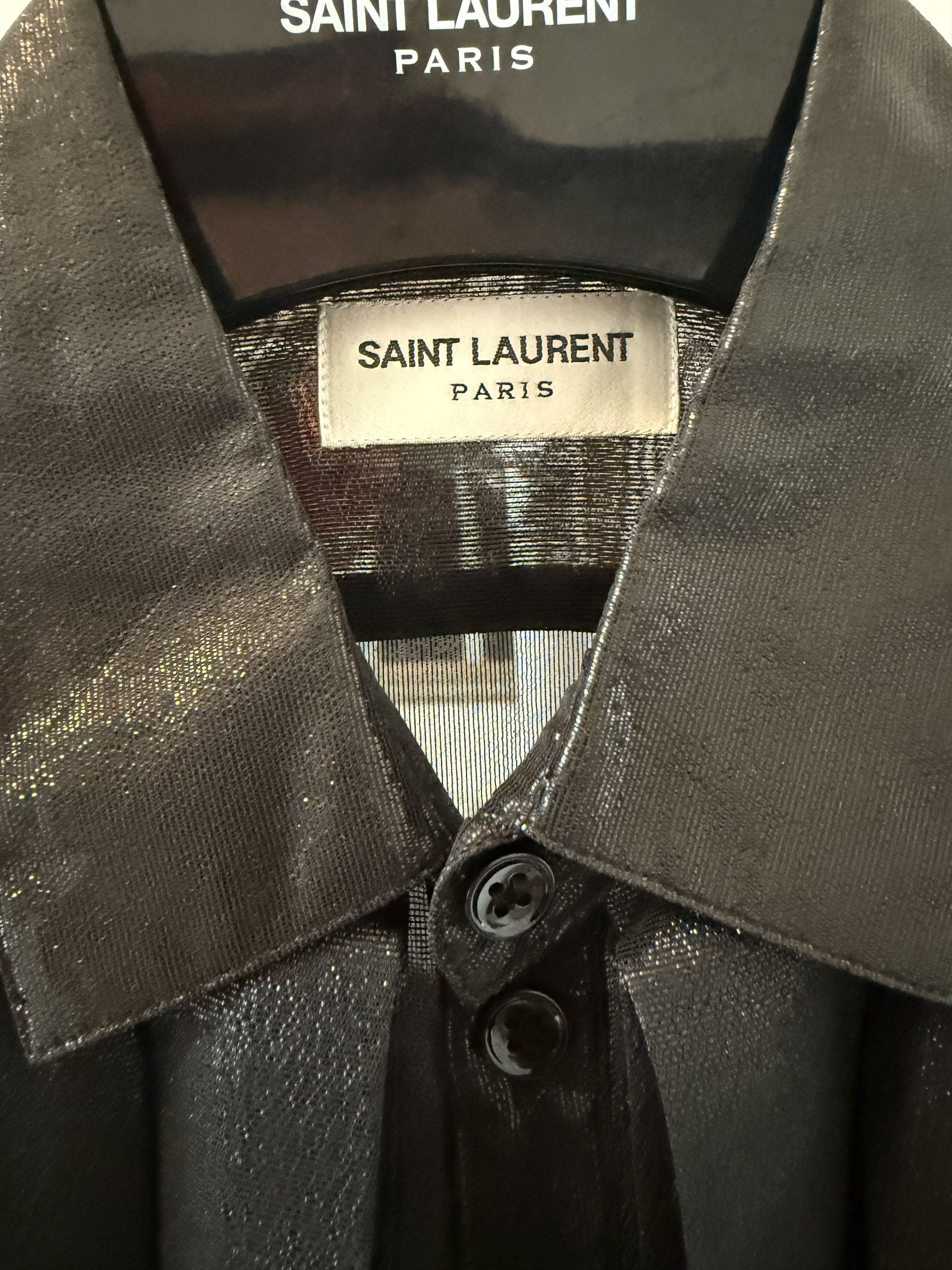Saint Laurent Paris FW19 Saint Laurent Runway Pleated Glitter Silk Shirt Size US S / EU 44-46 / 1 - 12 Thumbnail