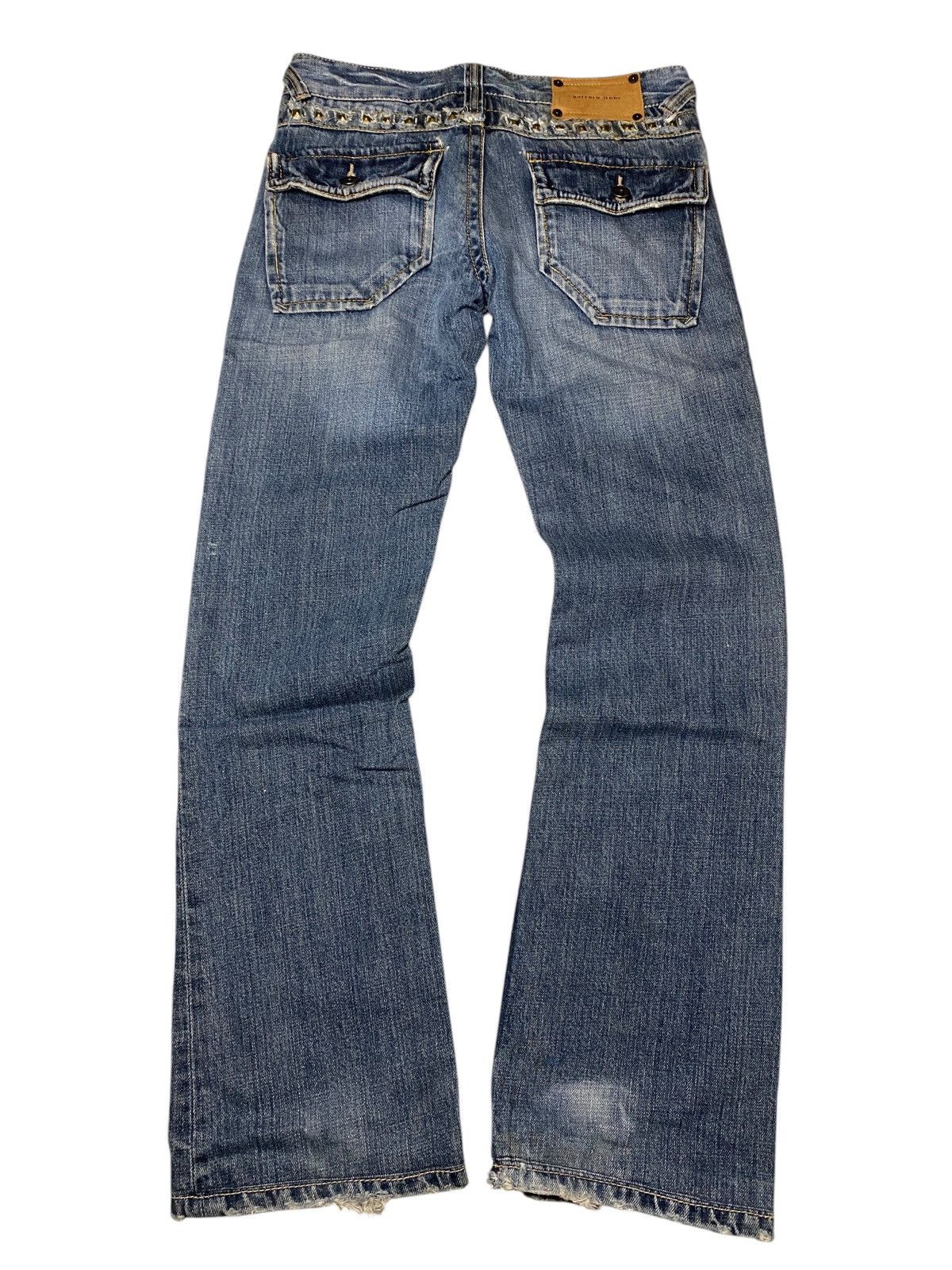 Tornado Mart 2000's Buffalo Studded Seawash Unfisinished Flared Jeans Size US 29 - 6 Thumbnail