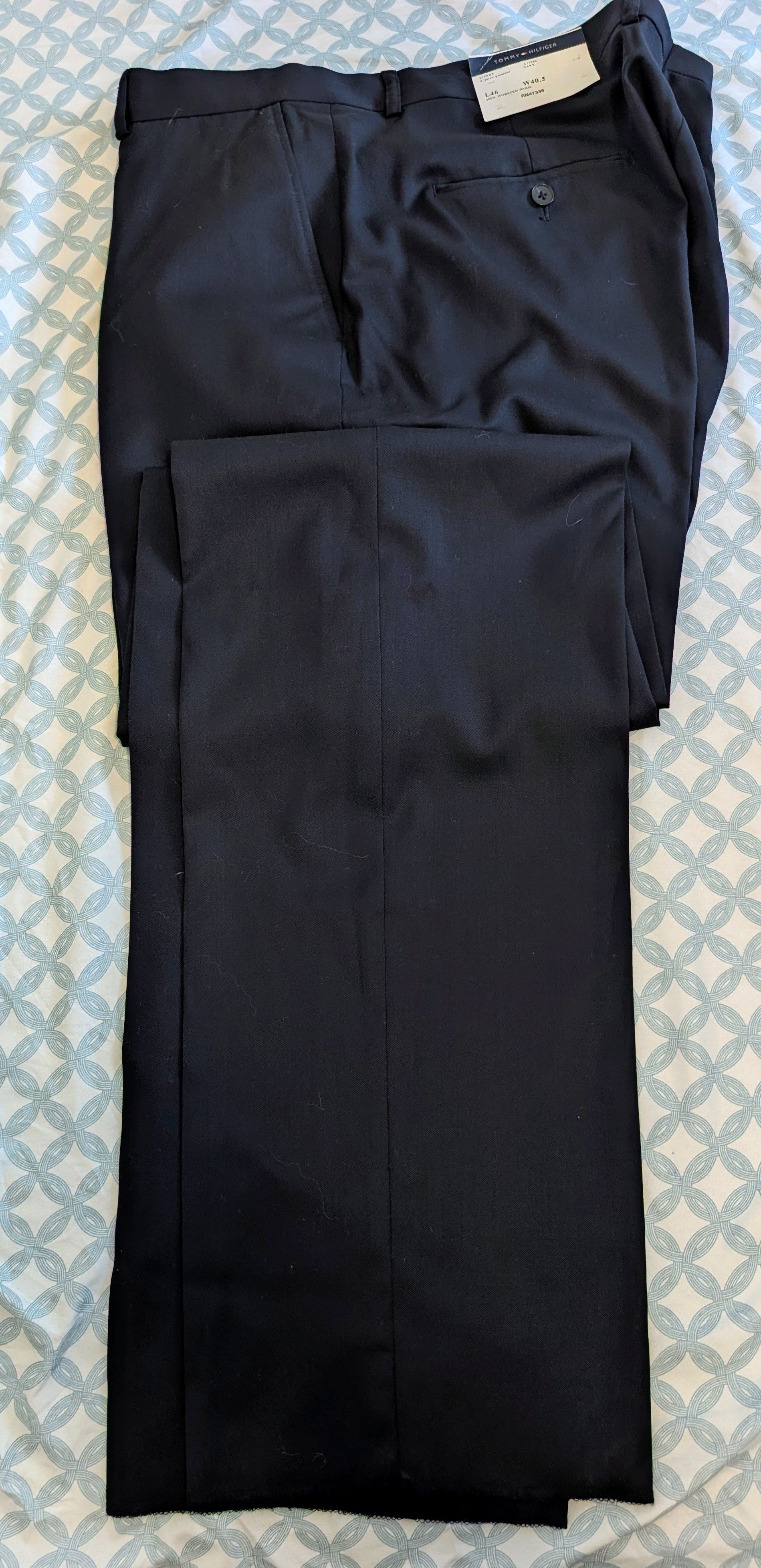 Tommy Hilfiger New Tommy Hillfiger Dark Navy 100% Wool Suit L46 W40.5 Size 46L - 6 Thumbnail
