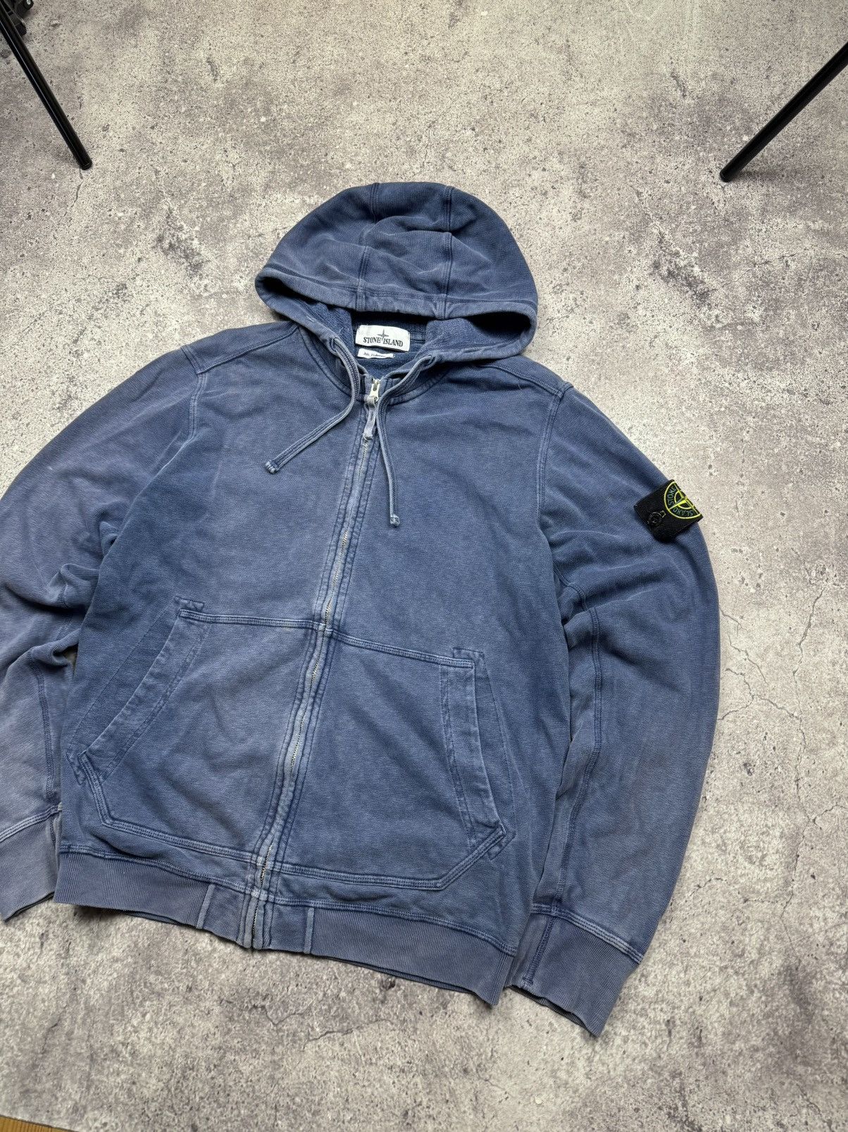 Stone Island Vintage Stone Island Garment Dyed Zip Hoodie Washed Blue Y2K Size US M / EU 48-50 / 2 - 2 Thumbnail