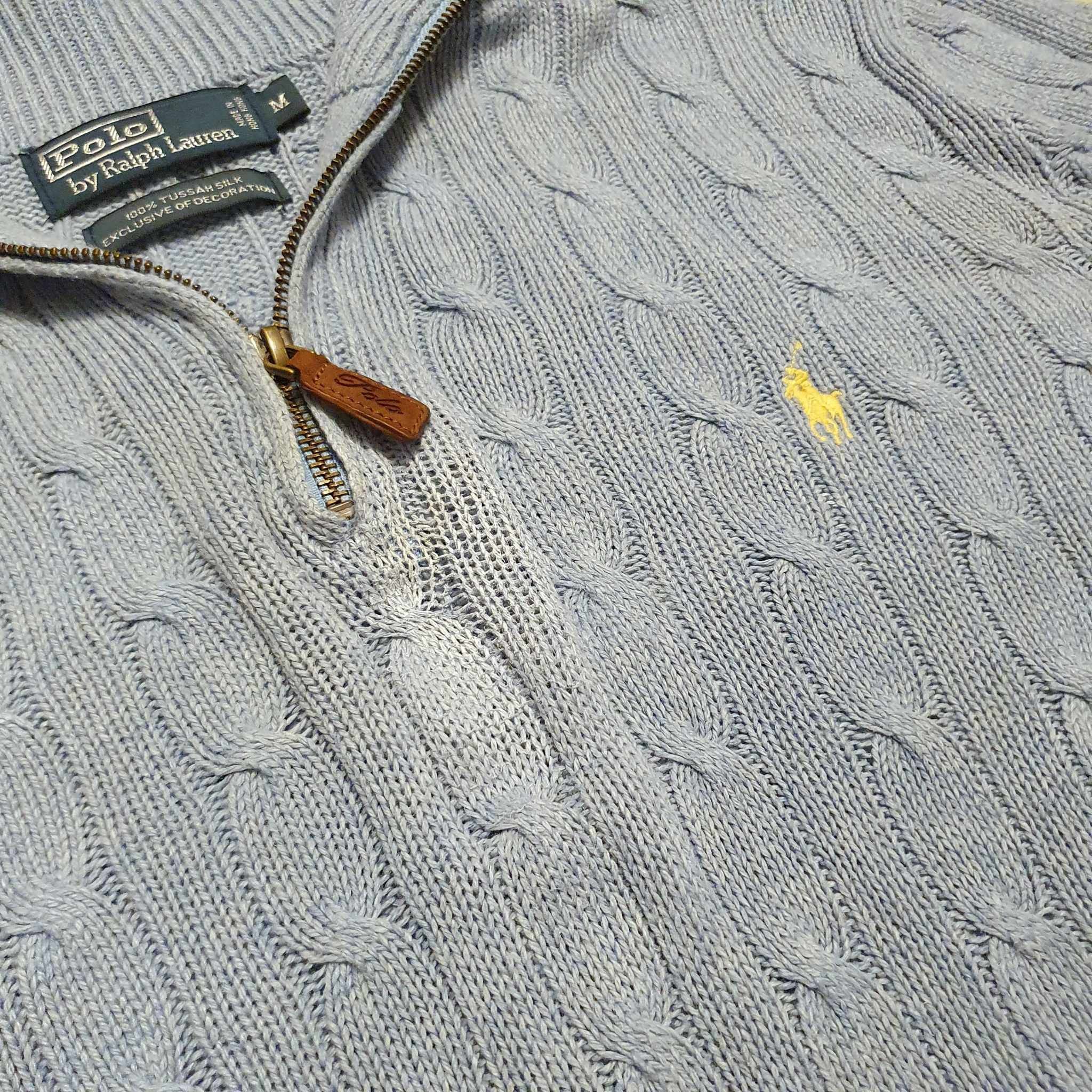 Polo Ralph Lauren × Ralph Lauren Polo Ralph Lauren Silk Cable-Knit Half-Zip Sweather Jumper Size US M / EU 48-50 / 2 - 4 Thumbnail