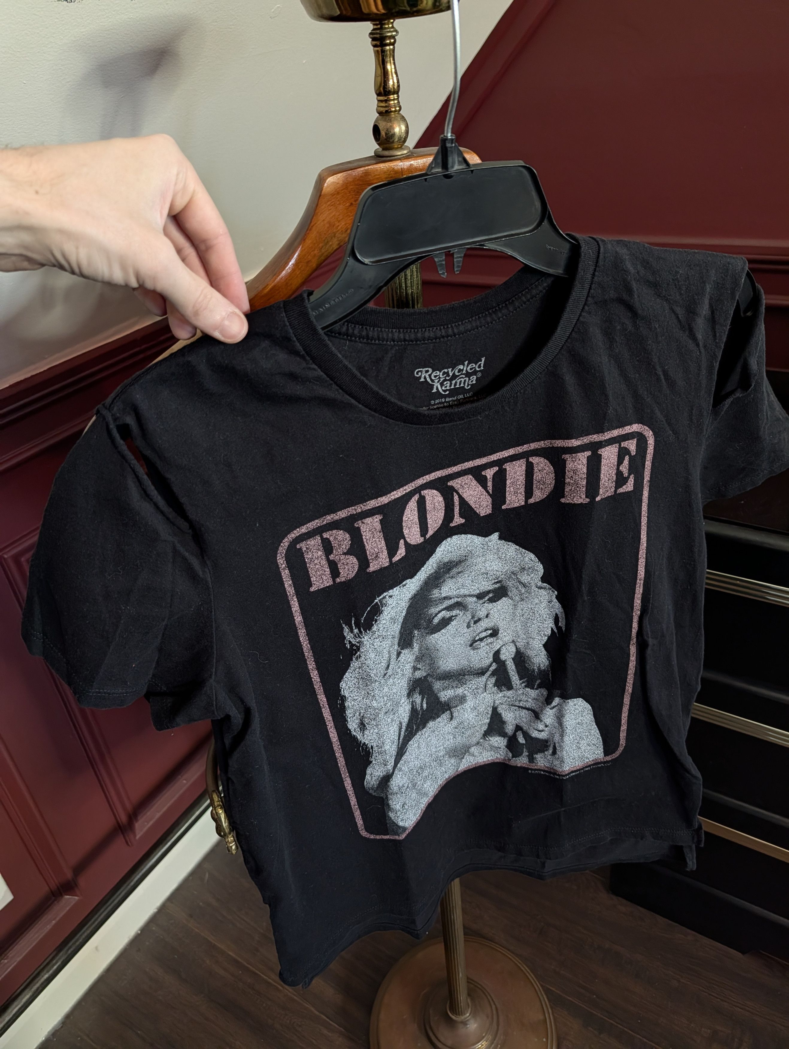 The Recycled Planet Hand distressed open shoulder Blondie black t-shirt Size M / US 6-8 / IT 42-44 - 2 Thumbnail