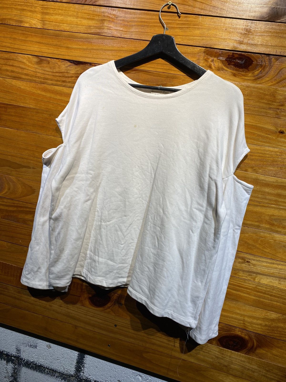 Japanese Brand Vintage RiLi Tokyo White Cotton Cut-Out Sleeve Top – Unisex Size M / US 6-8 / IT 42-44 - 4 Thumbnail