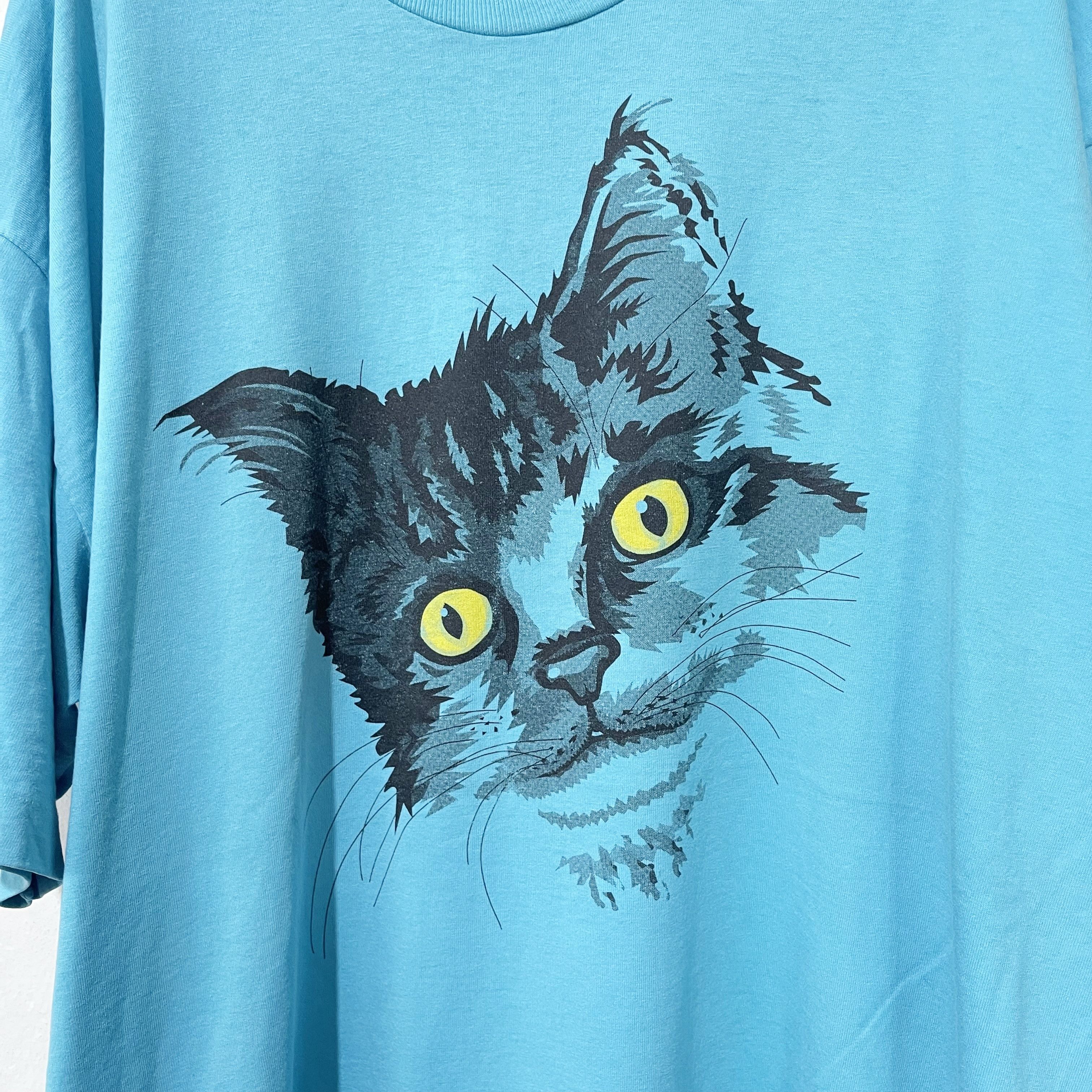 Vintage Vintage 90s Cat Face T-Shirt Size US XXL / EU 58 / 5 - 2 Thumbnail