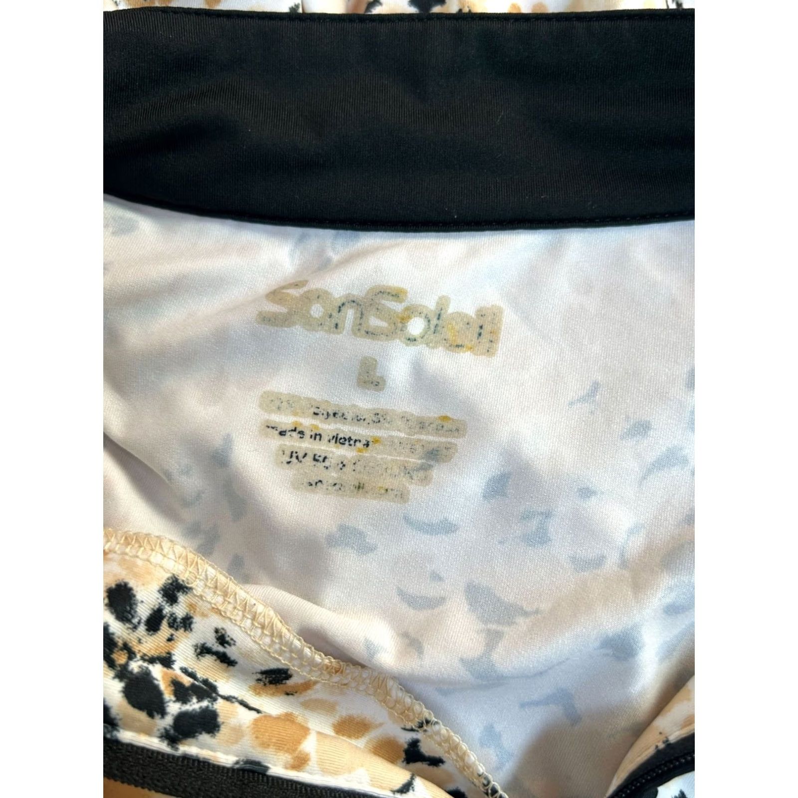 Vintage Sans Soleil Womens Long-Sleeve Animal Print 1/4 Zip Pullover Top Large Beige Size L / US 10 / IT 46 - 4 Thumbnail