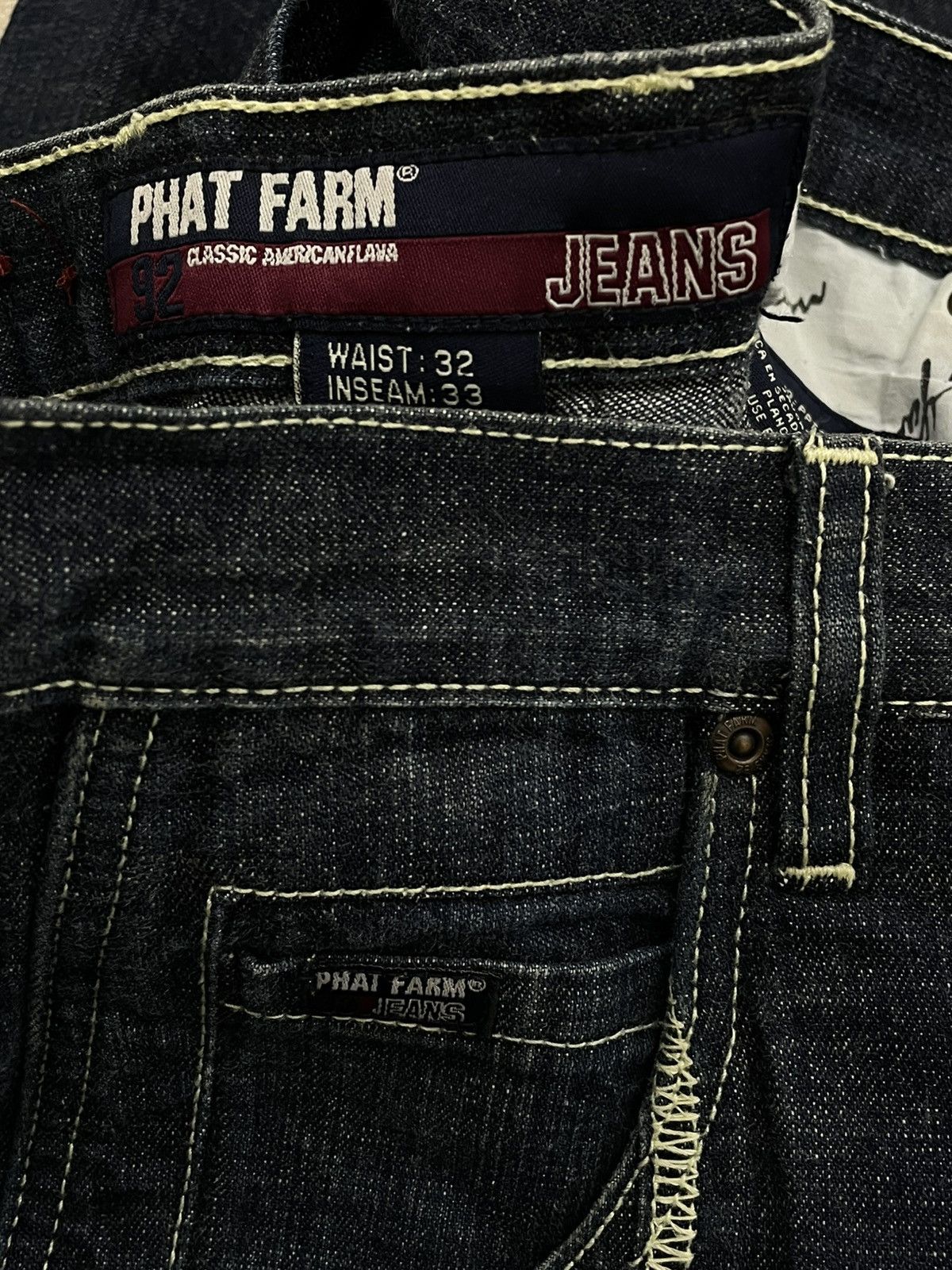 Japanese Brand Vintage 1990s Japan Designer Phat Farm Patchwork Denim Size US 32 / EU 48 - 18 Thumbnail