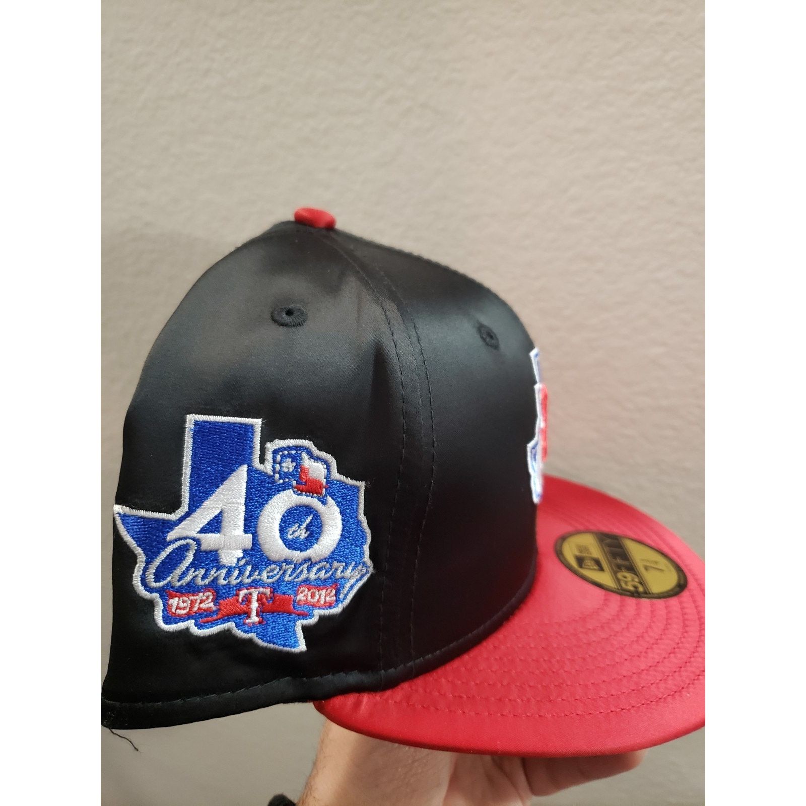 New Era Texas Rangers Hat 40 Ann Satin Silk Black 7 3/4 5950 New Era Size ONE SIZE - 2 Thumbnail