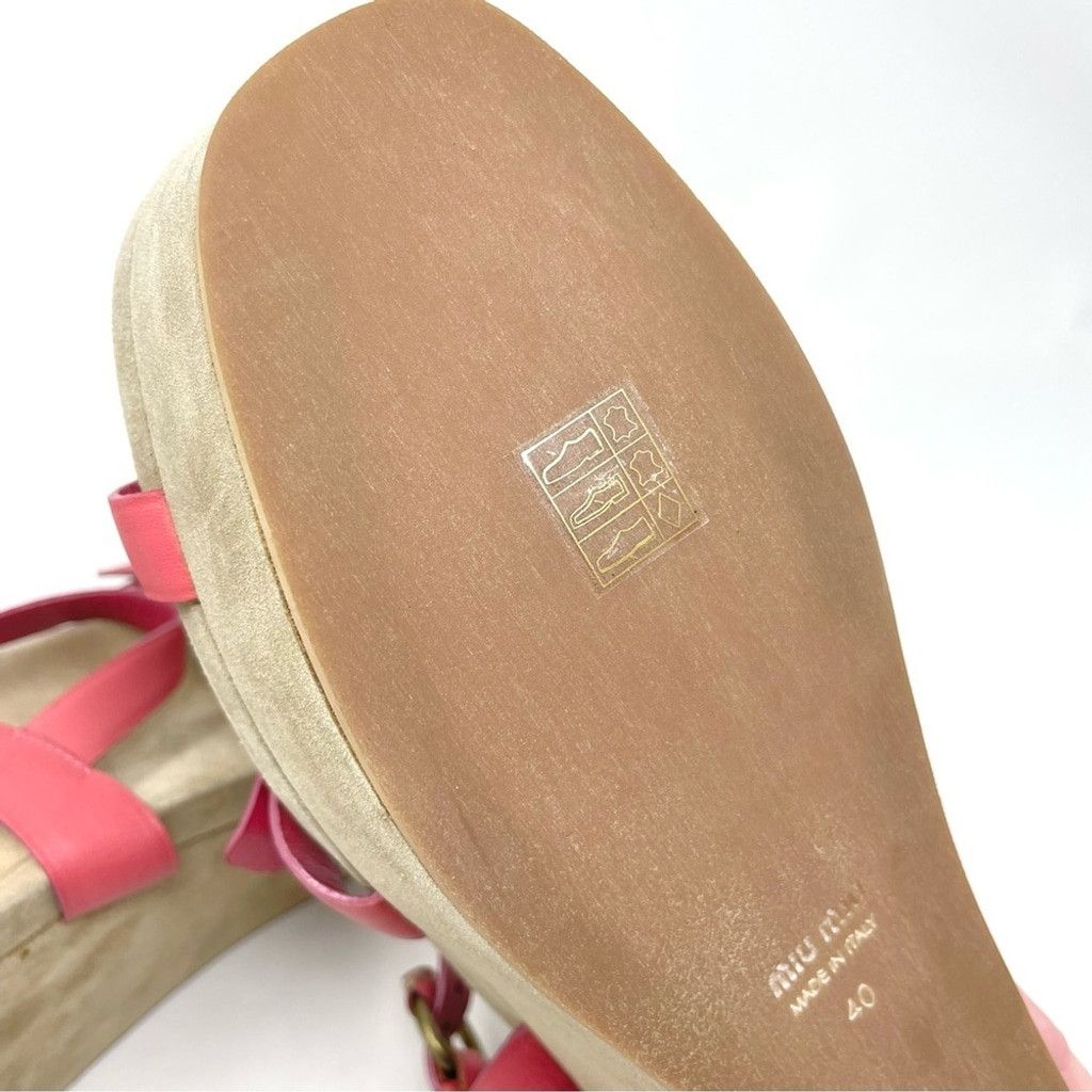 Miu Miu New Miu Miu Pink Leather Flatform Sandals Size 40 Size US 10 / IT 40 - 10 Thumbnail