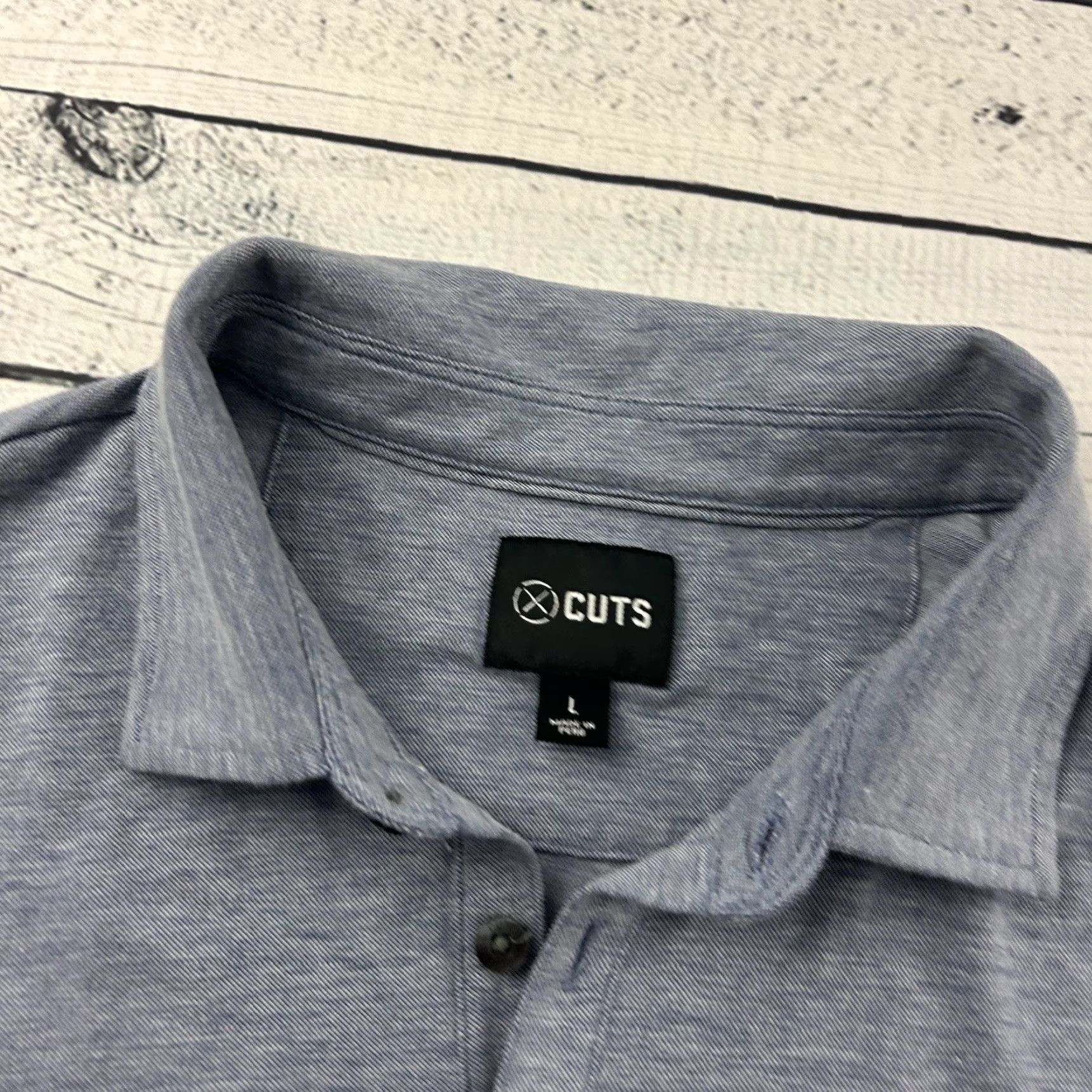 Cuts Cuts Button Front Polo Shirt Men’s Large Blue Short Sleeve Drop Hem Size US L / EU 52-54 / 3 - 2 Thumbnail