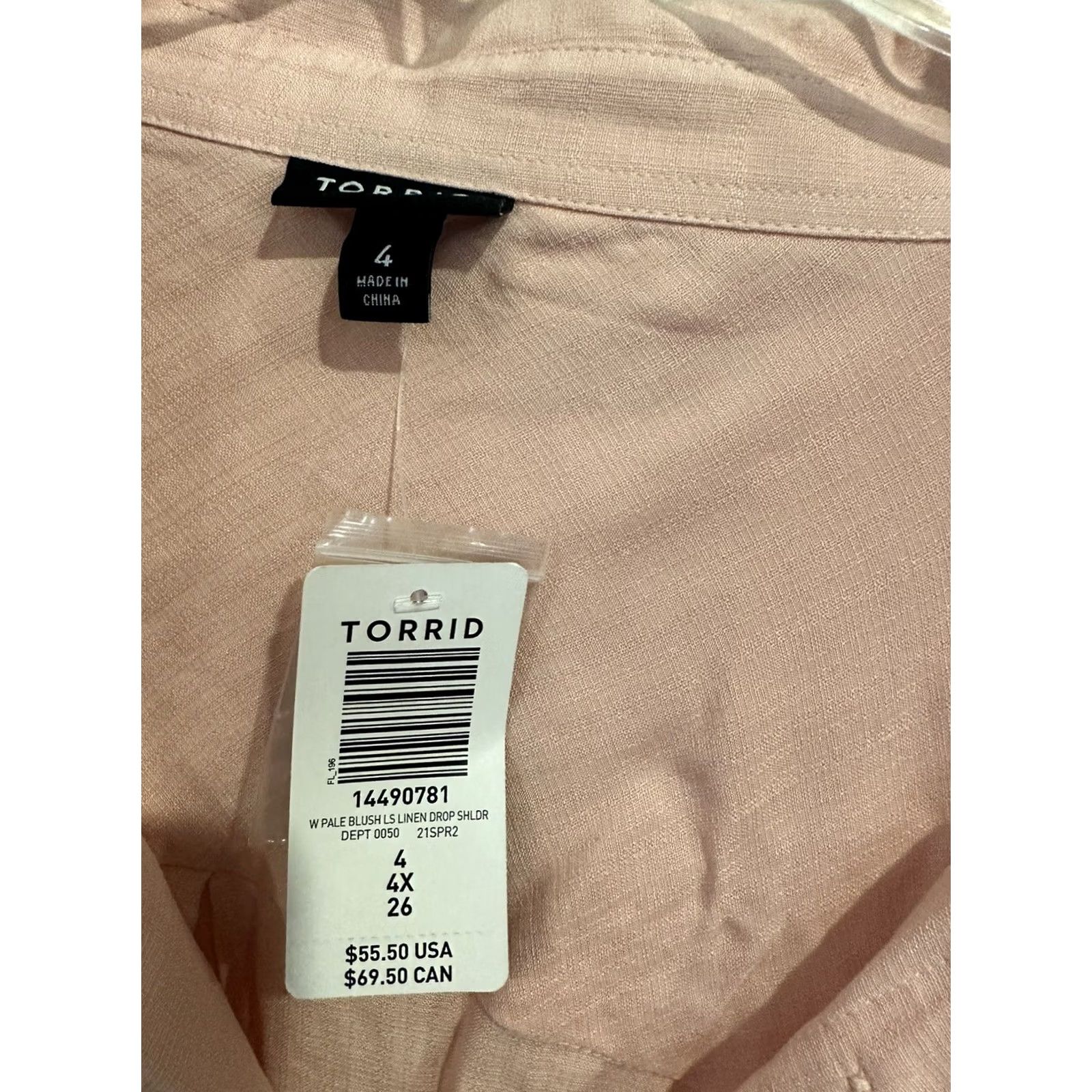 Torrid Torrid Drop Shoulder button front shirt light pink Plus 4X NWT Blouse Womens pink 4X Torrid Shirt Size XXL / US 16-18 / IT 52-54 - 3 Thumbnail