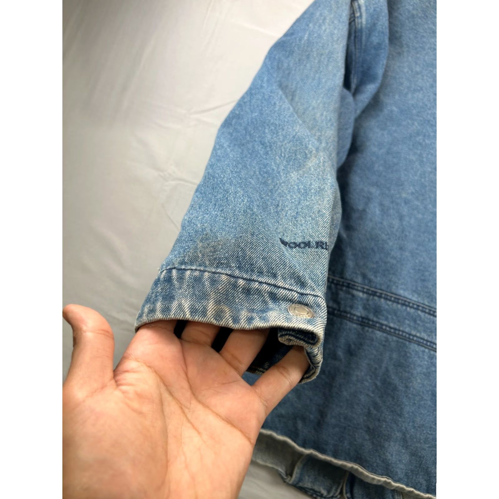 Vintage VINTAGE Woolrich Jacket Mens XL Blue Denim Leather Collar Barn Chore Coat Blanket Lined Size US XL / EU 56 / 4 - 8 Thumbnail