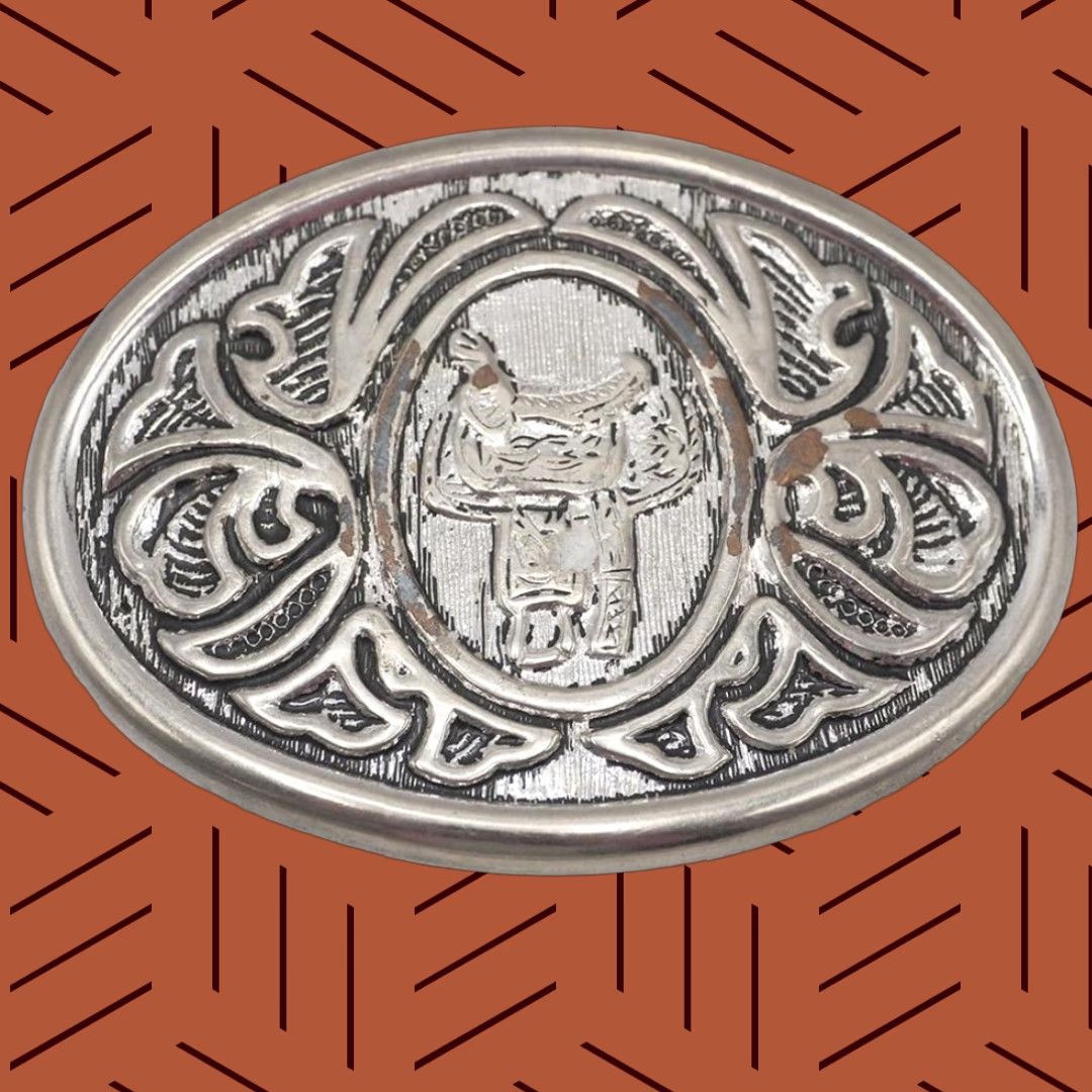 Vintage VINTAGE Belt Buckle Western Design Horse Saddle Size ONE SIZE - 1 Thumbnail
