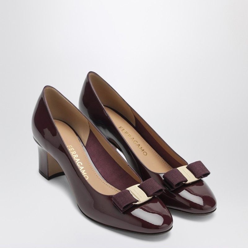 Salvatore Ferragamo Ferragamo Plum Vara Bow Pumps Size US 6.5 / IT 36.5 - 1 Thumbnail