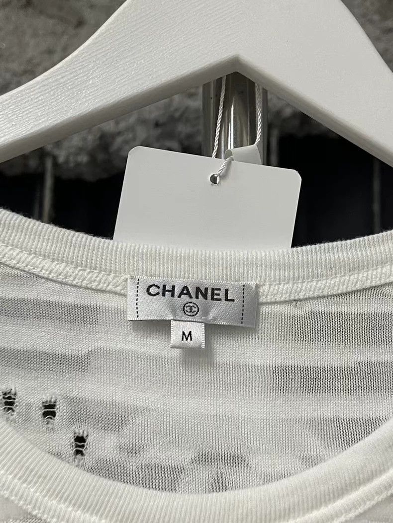 Chanel Chanel White Hollow Logo Short Sleeve Top -2505 Size US M / EU 48-50 / 2 - 6 Thumbnail