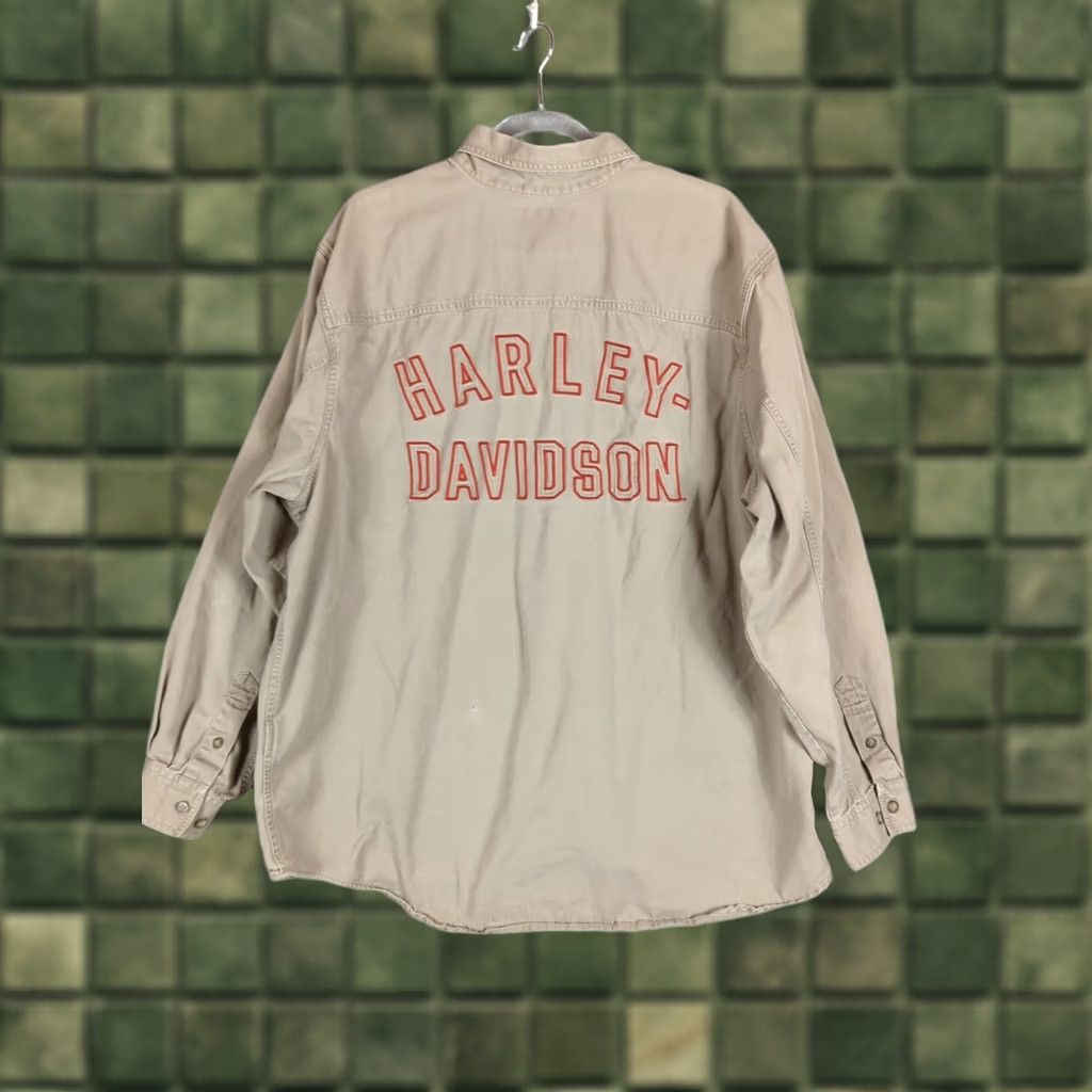 Harley Davidson VINTAGE Harley Davidson Shirt Mens XXL Button Down Khaki Tan Embroidered Biker Size US XXL / EU 58 / 5 - 1 Thumbnail