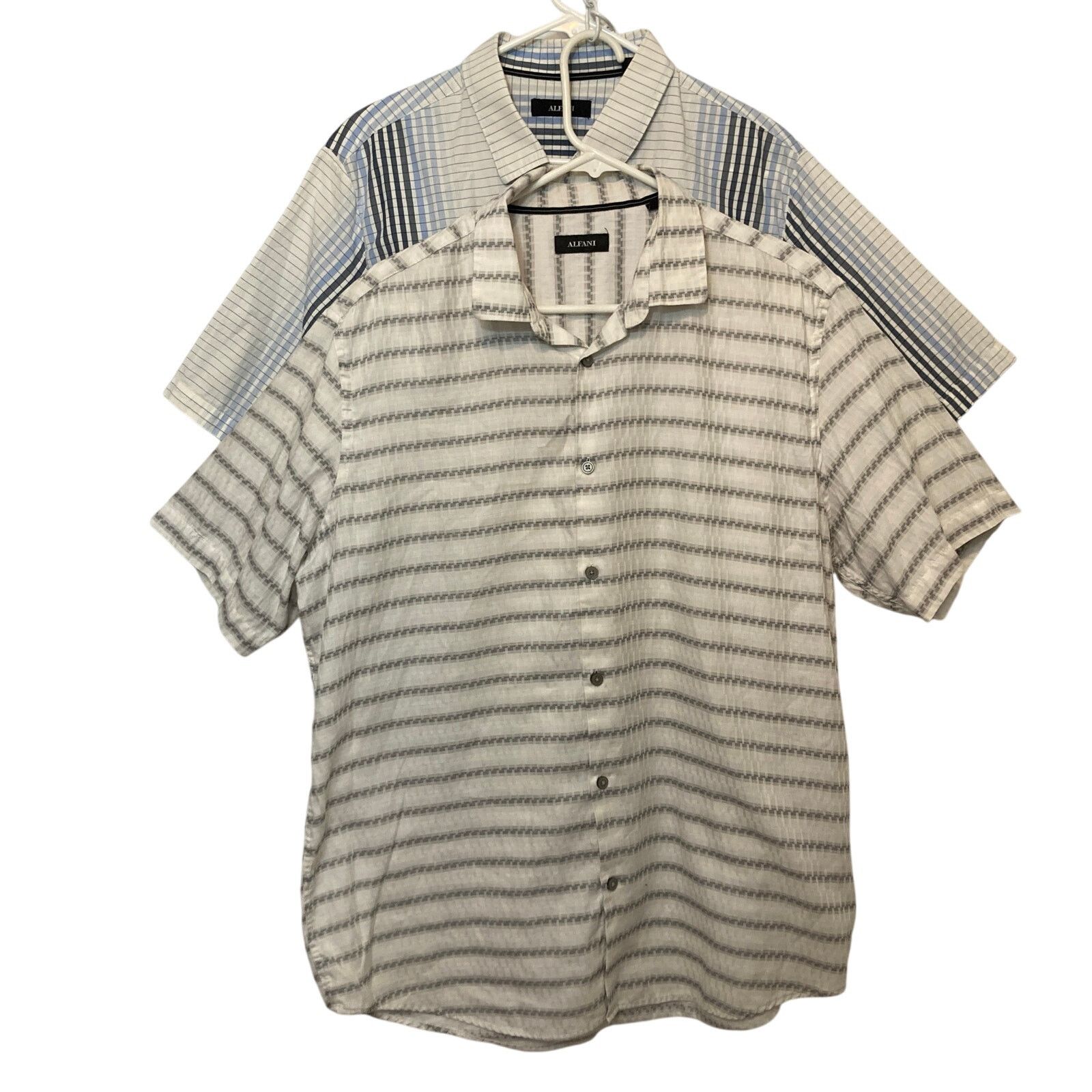 Alfani Alfani Men’s Striped Plaid Button Up Short Sleeve Shirt Size US XL / EU 56 / 4 - 1 Thumbnail