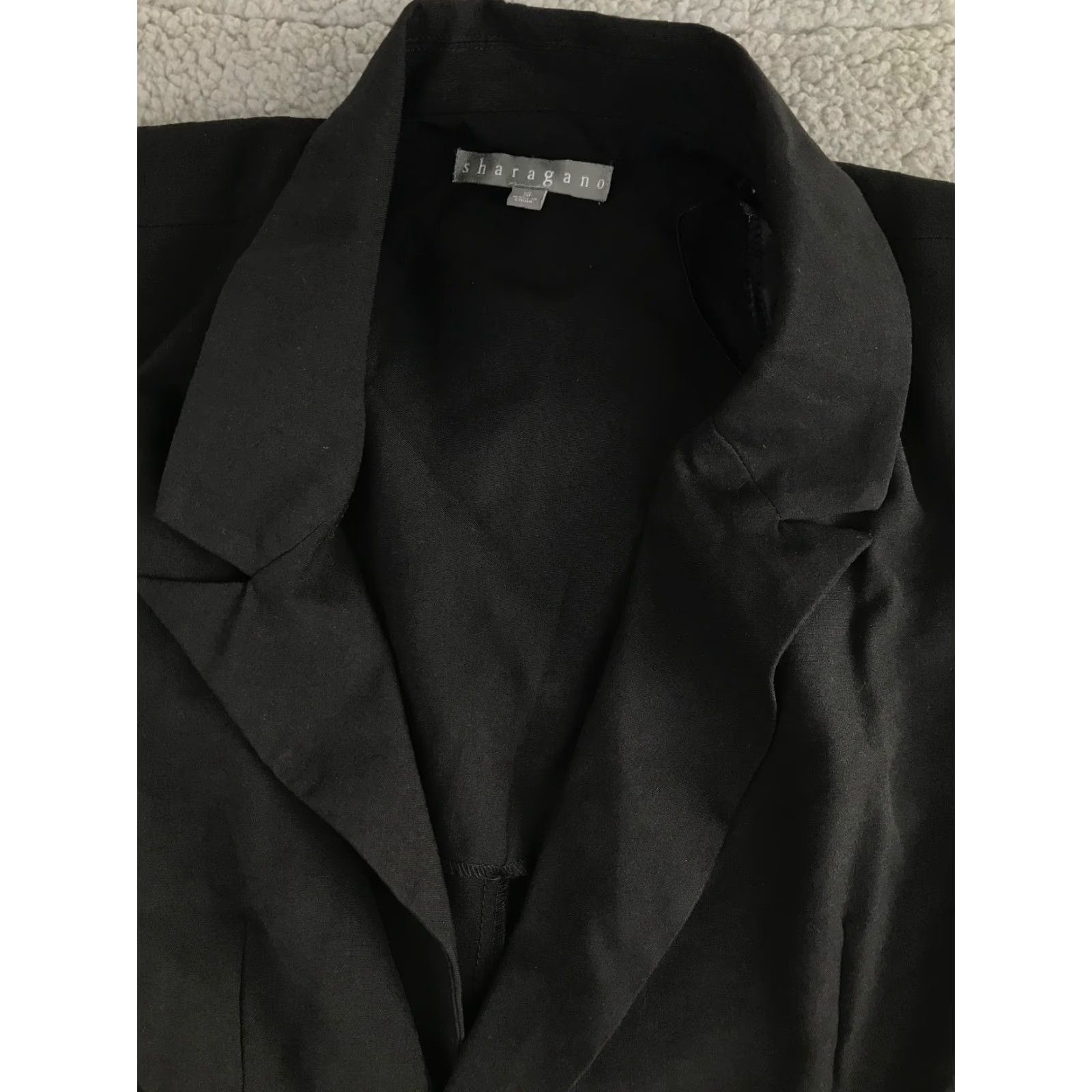 Doublet Sharagano Blazer Women's 10 Black Long NWT Double Breasted Shoulder Pads Pockets Blazer Size L / US 10 / IT 46 - 6 Thumbnail