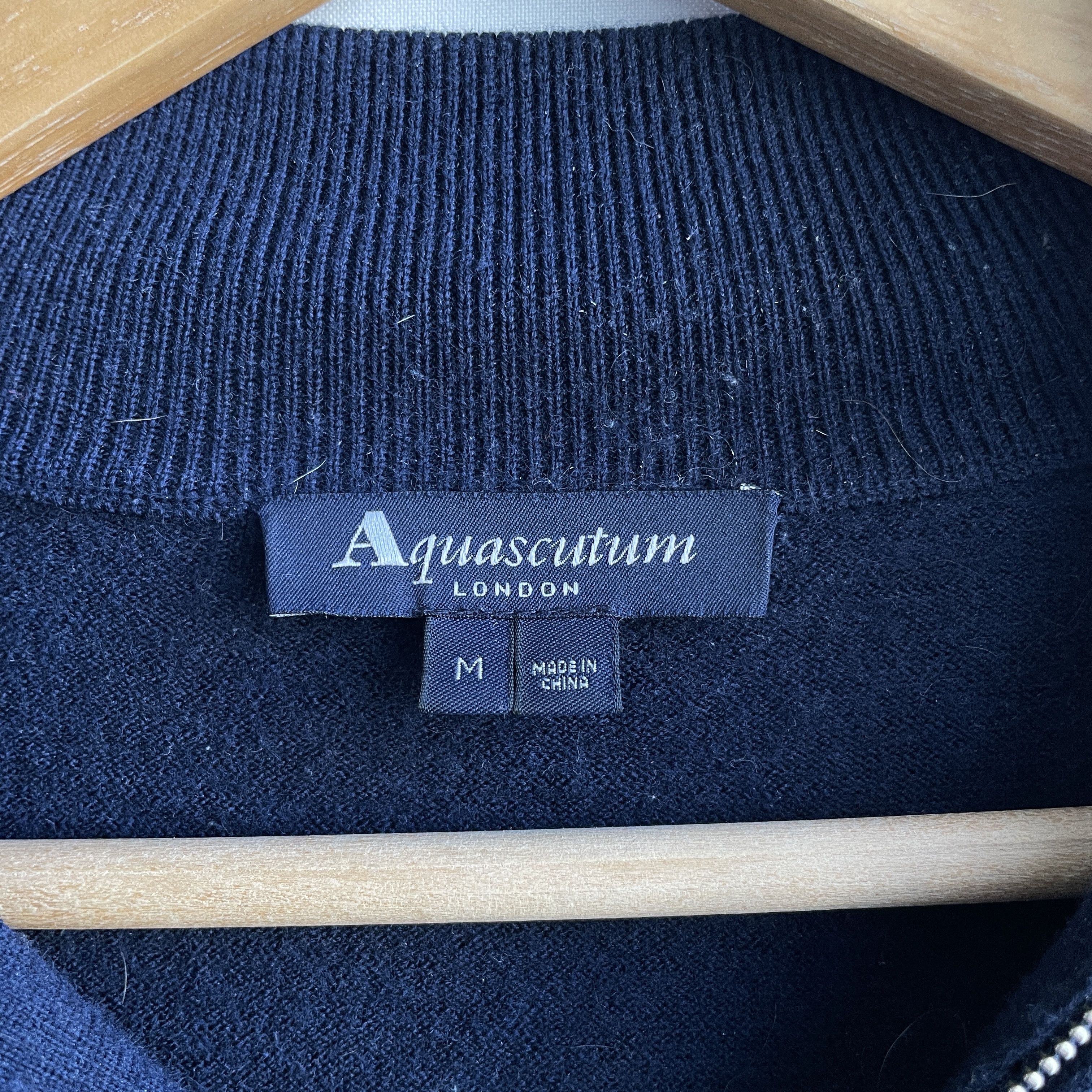 Aquascutum Aquascutum Merino Wool 1/4 Zip Navy Sweater Size M Size US M / EU 48-50 / 2 - 7 Thumbnail