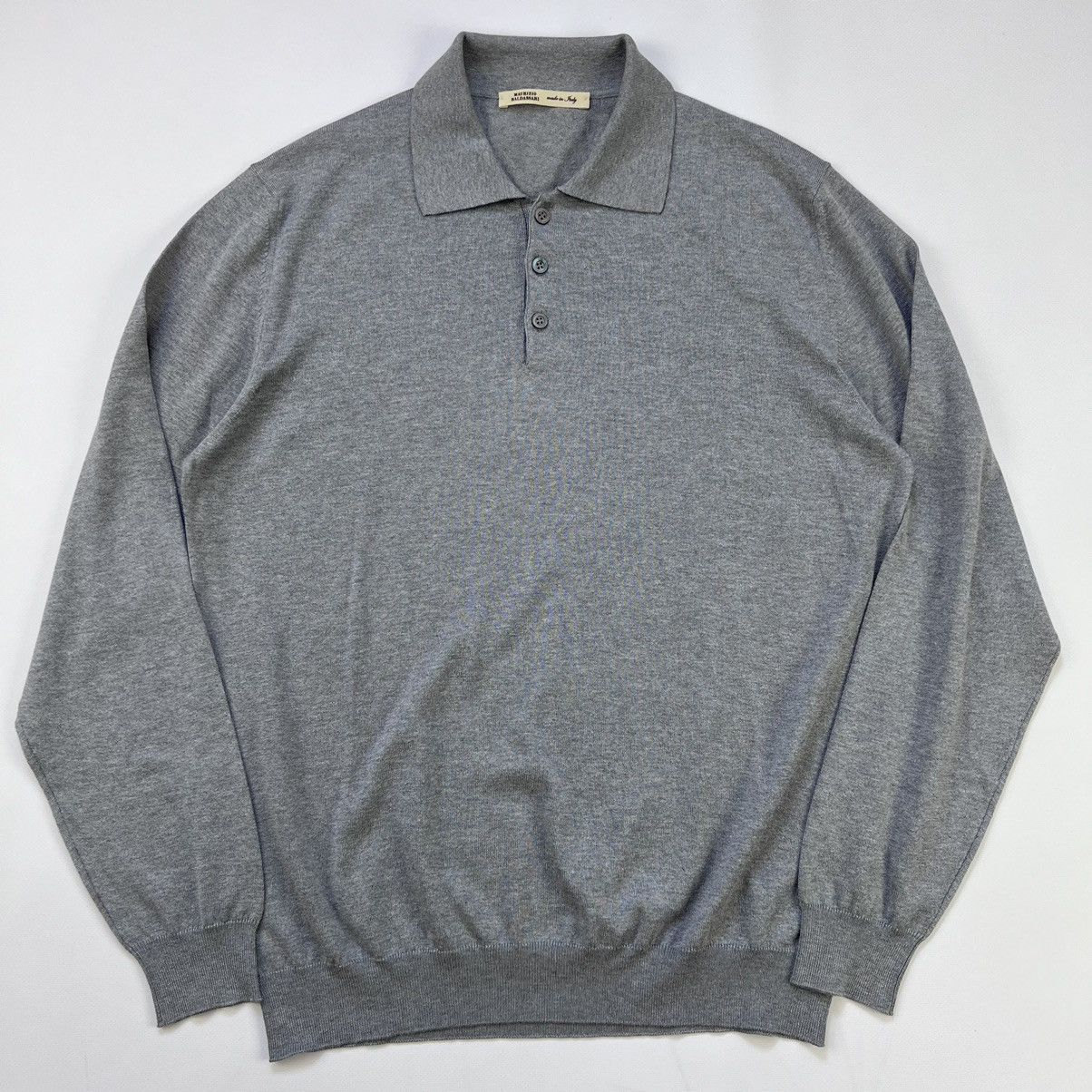image of Italian Designers Maurizio Baldassari Silk Cotton Polo Jumper in Grey, Men's (Size Medium)
