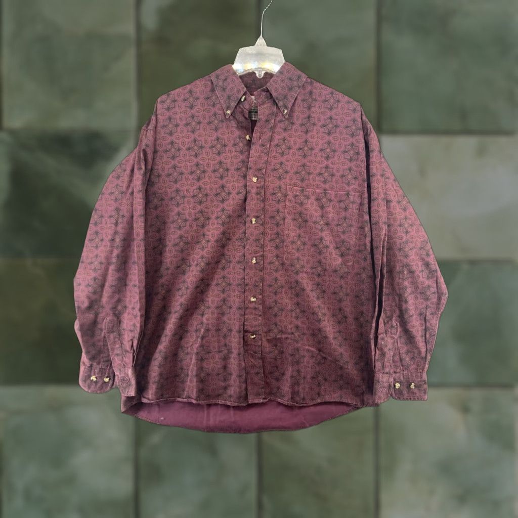 Jordache VINTAGE Jordache Mens Shirt Geometric Button-Up 80s 90s Red Burgundy Long Sleeve Casual Business Pocketed Men M Size US M / EU 48-50 / 2 - 1 Thumbnail
