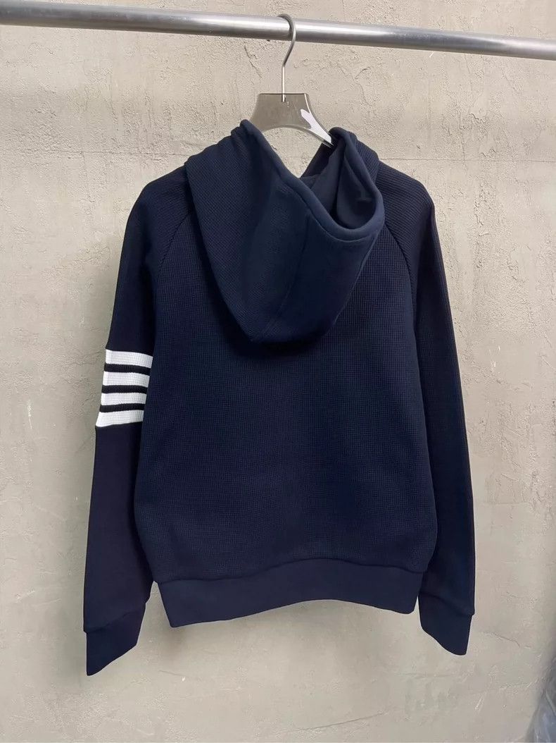 Thom Browne Thom browne Dark blue classic four-striped waffe zipper jac Size US M / EU 48-50 / 2 - 2 Thumbnail
