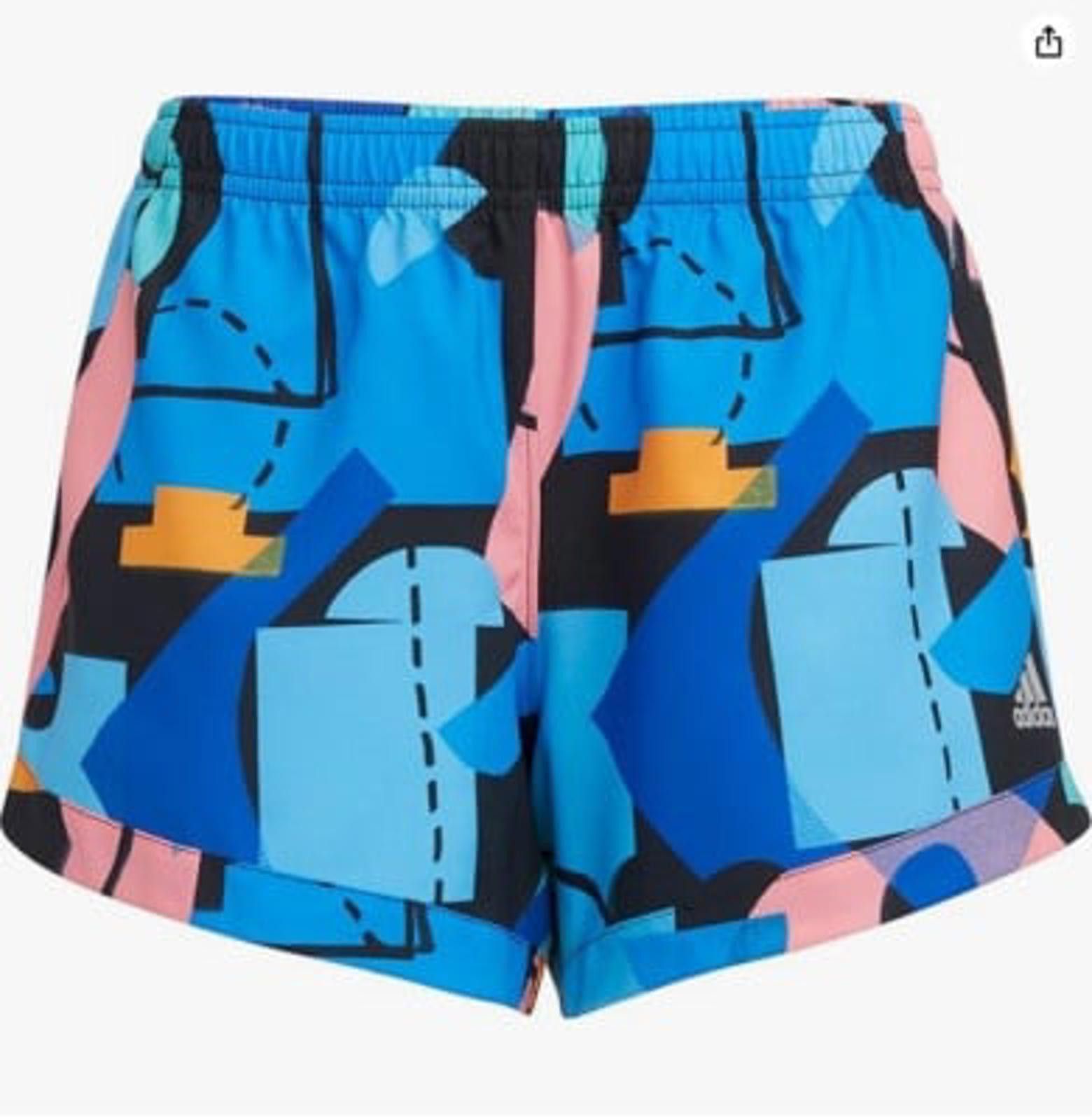 Adidas Adidas Girls Small (7/8) Abstract Pattern Pacer Shorts Size 24" / US 00 / IT 34 - 1 Thumbnail