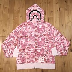 Buy BAPE Sta Pattern Shark Full Zip Hoodie 'Pink' - 1H80 215 504 PINK