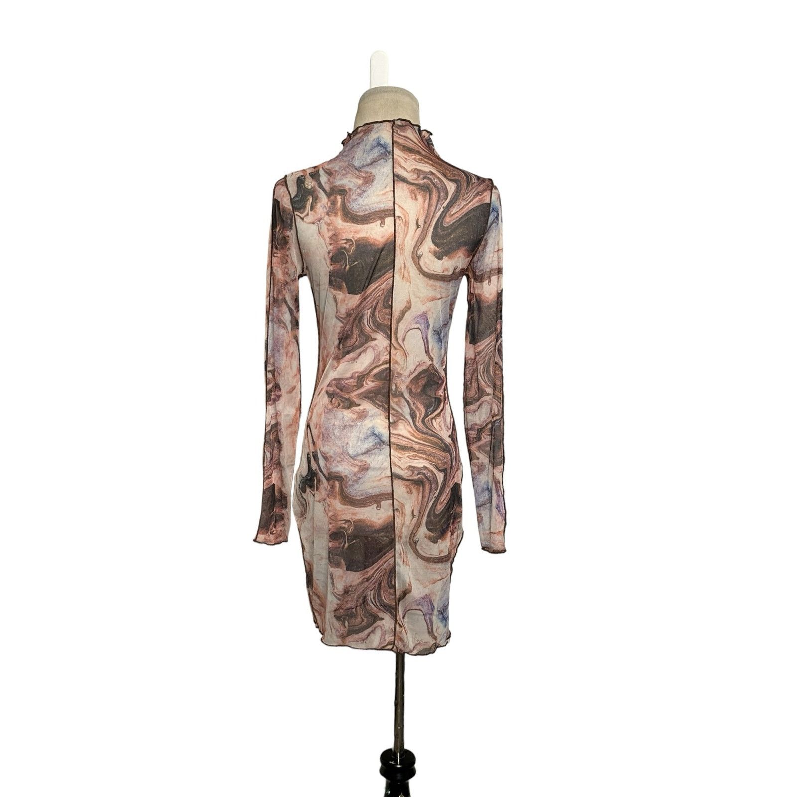 Shein SHEIN brown floral sheer mesh mini dress size small Size S / US 4 / IT 40 - 10 Thumbnail