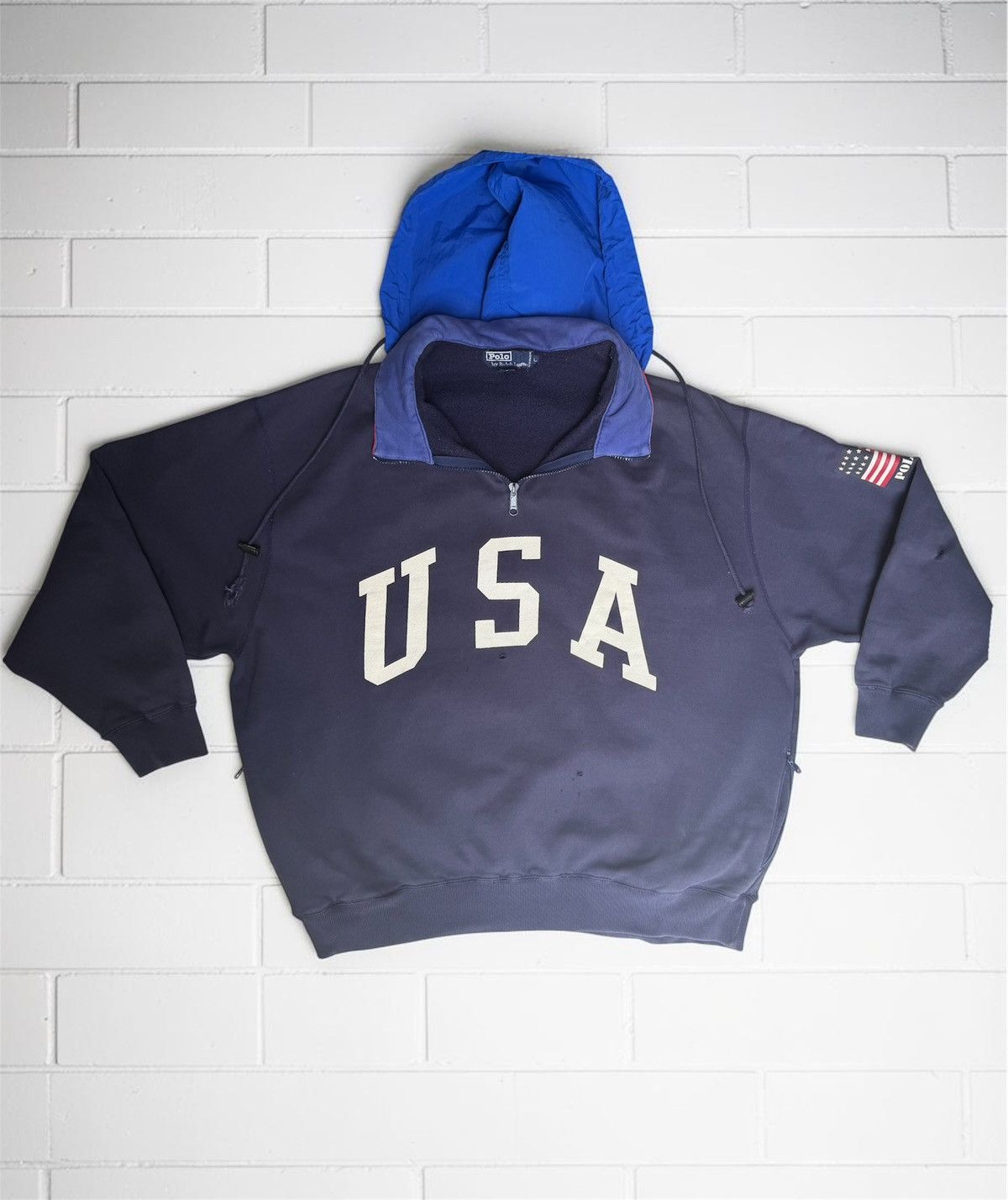 Polo Ralph Lauren Vintage Polo Ralph Lauren "USA" 1/4 Zip - Navy - Size L Size US L / EU 52-54 / 3 - 1 Thumbnail
