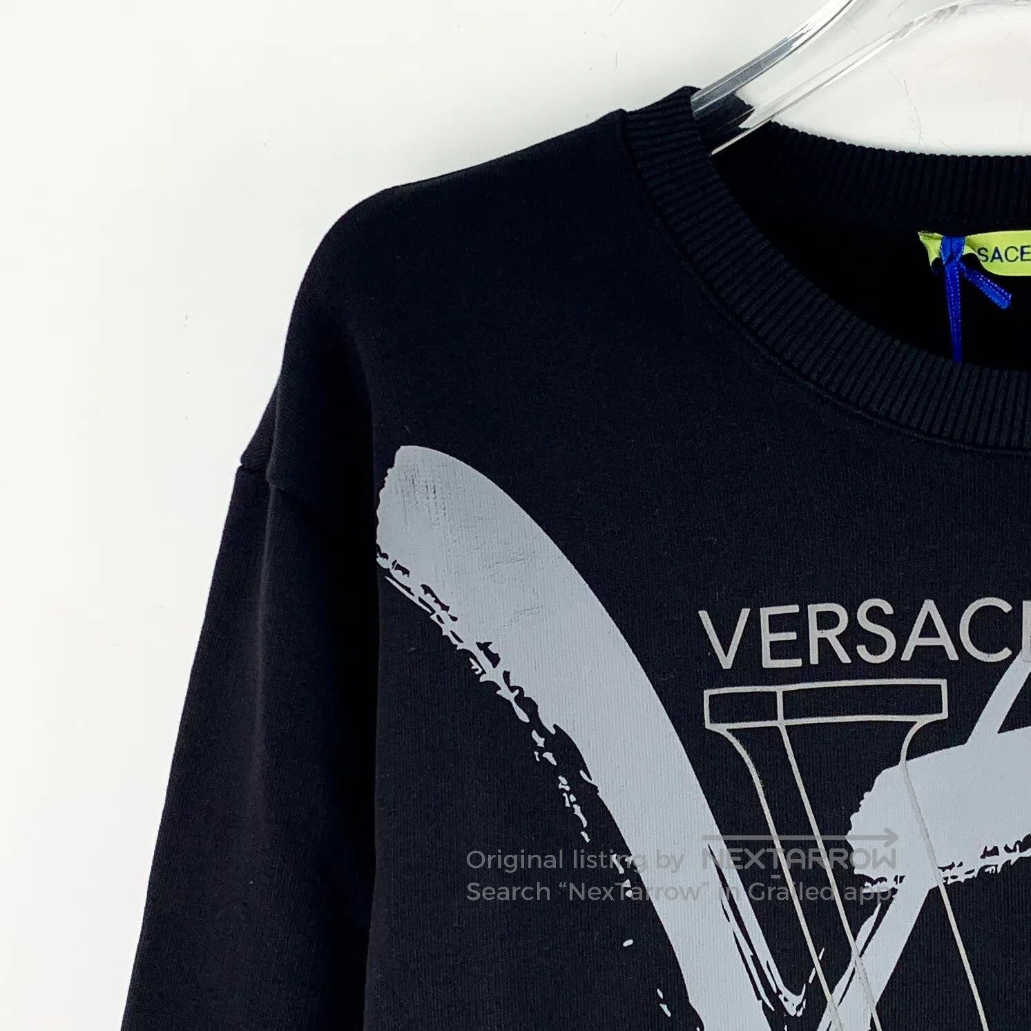 Versace Versace Black Logo Pattern Print Cotton Round Neck Long Sl Size US S / EU 44-46 / 1 - 3 Thumbnail
