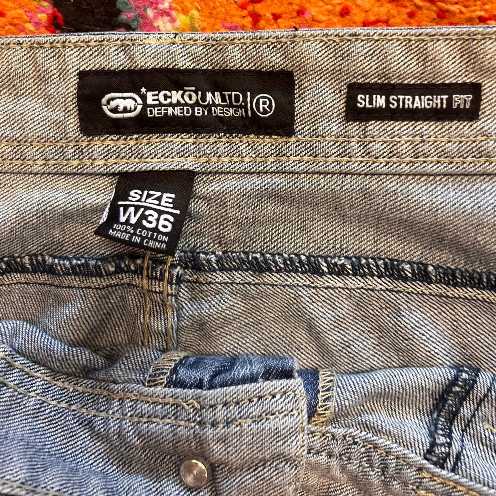 Ecko Unltd. Ecko Unlimited Y2K Slim Straight Utility Sz36 Washed Denim Size US 38 / EU 54 - 4 Thumbnail