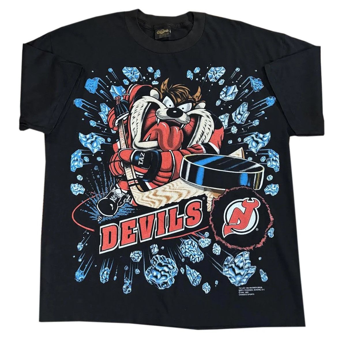 Vintage Vintage Changes New Jersey Devils Taz All Over Print T Shirt Size US XL / EU 56 / 4 - 1 Thumbnail