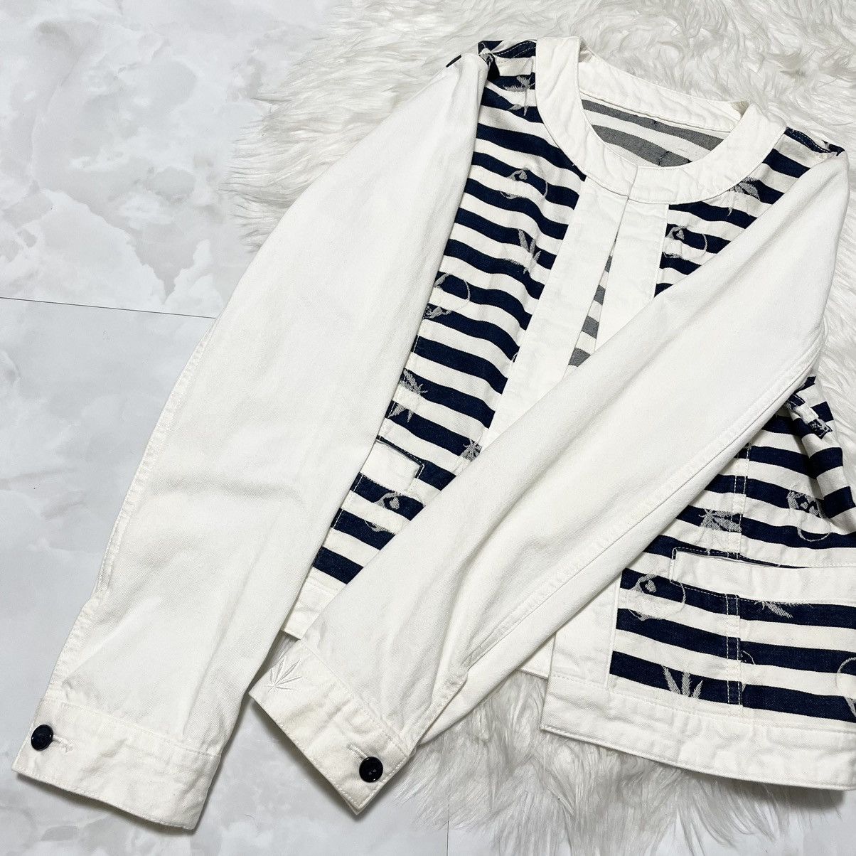 Lucien Pellat-Finet Lucien Pellat-Finet Skull & Hemp Striped Denim Jacket M Size M / US 6-8 / IT 42-44 - 11 Thumbnail