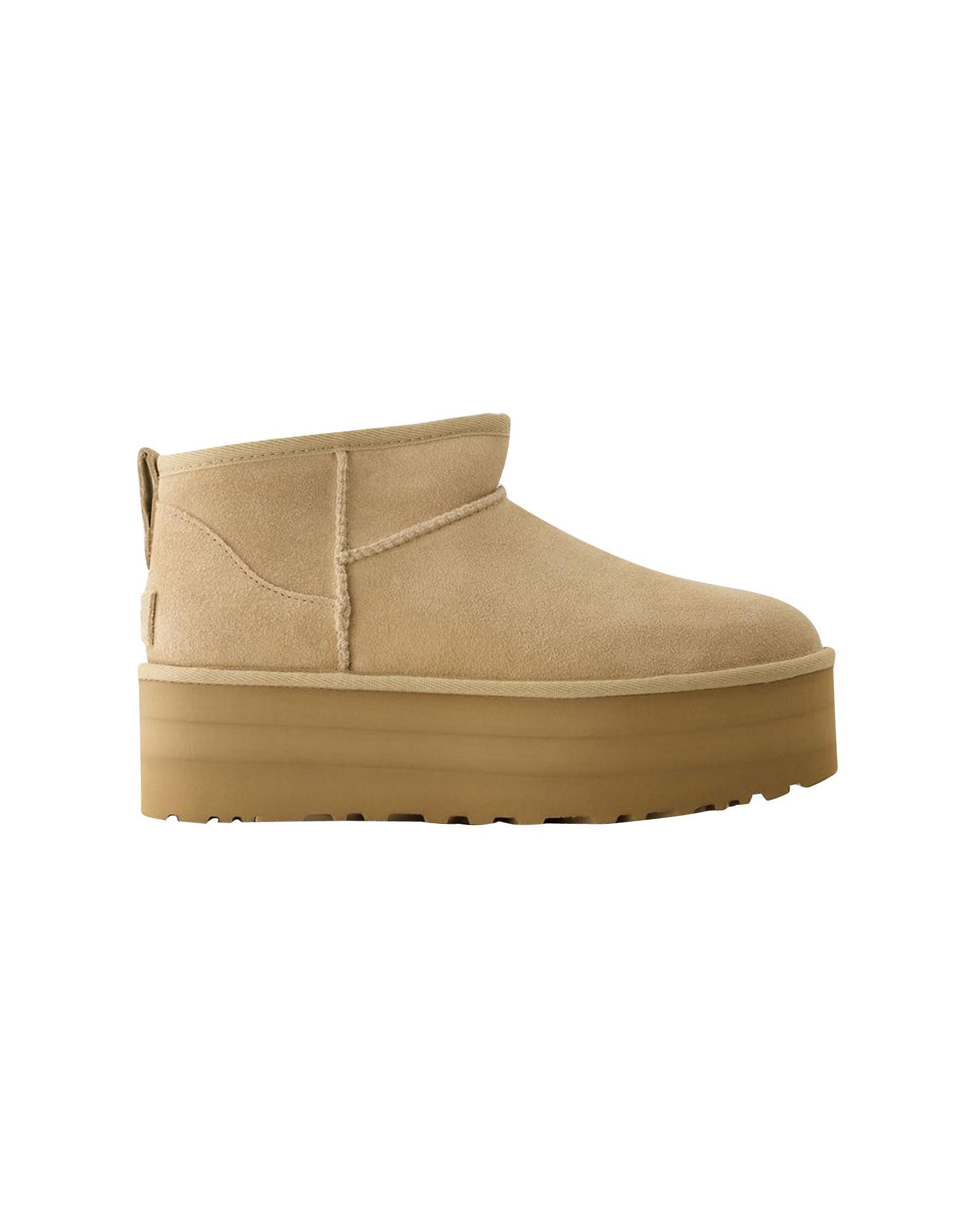 image of UGG Ultra Mini Platform Ankle Boots - Leather in Brown, Women's (Size 11)