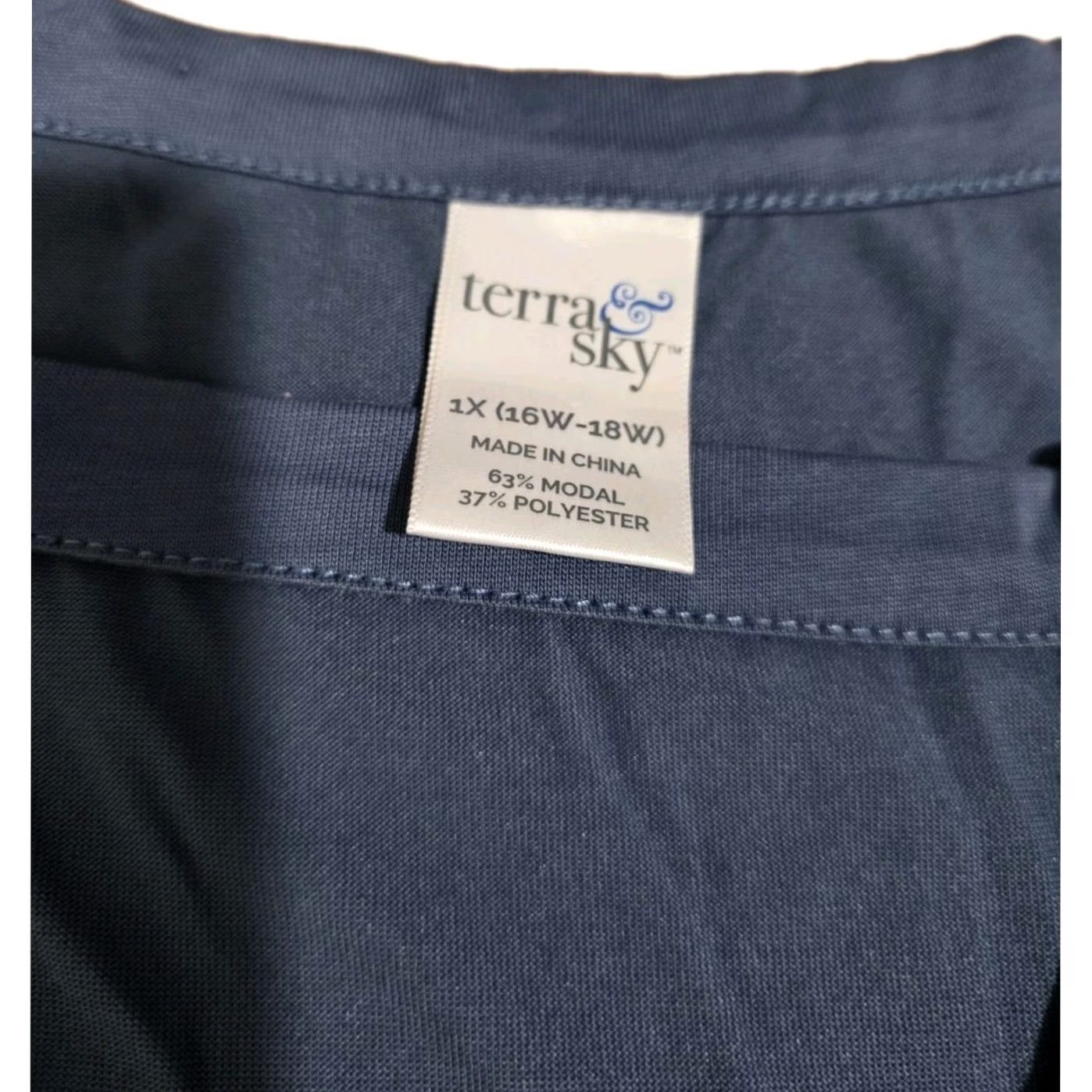 Vintage Terra And Sky Blouse 1xl Short Sleeve Keyhole Blue Polyester Machine Washable Regular Womens Size XL / US 12-14 / IT 48-50 - 4 Thumbnail