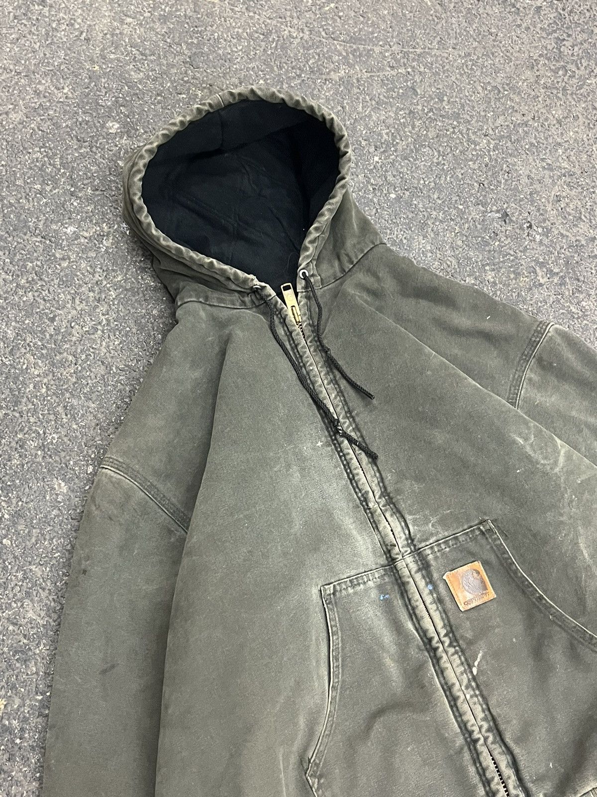 Carhartt × Vintage Carhartt moss/forest green faded hooded jacket hype rare Size US XL / EU 56 / 4 - 6 Thumbnail