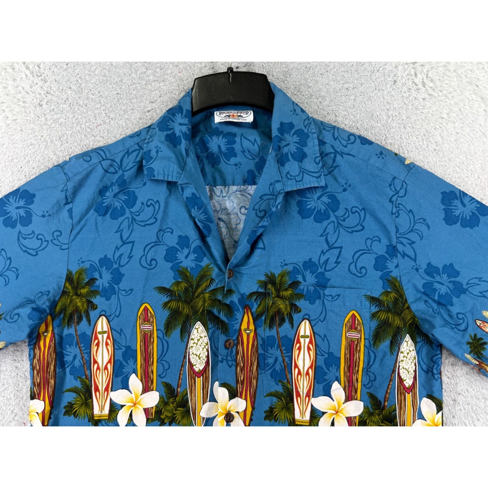 Vintage VINTAGE Pacific Legend Shirt Mens Large Blue Floral Hawaiian Surf Boards Palm Print Size US L / EU 52-54 / 3 - 4 Thumbnail