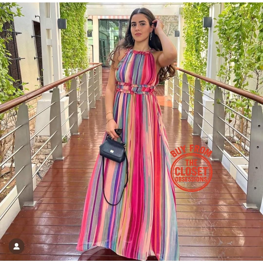Mango MANGO Resort Stripe Halter Maxi Vacation Dress NWT Size S / US 4 / IT 40 - 16 Thumbnail
