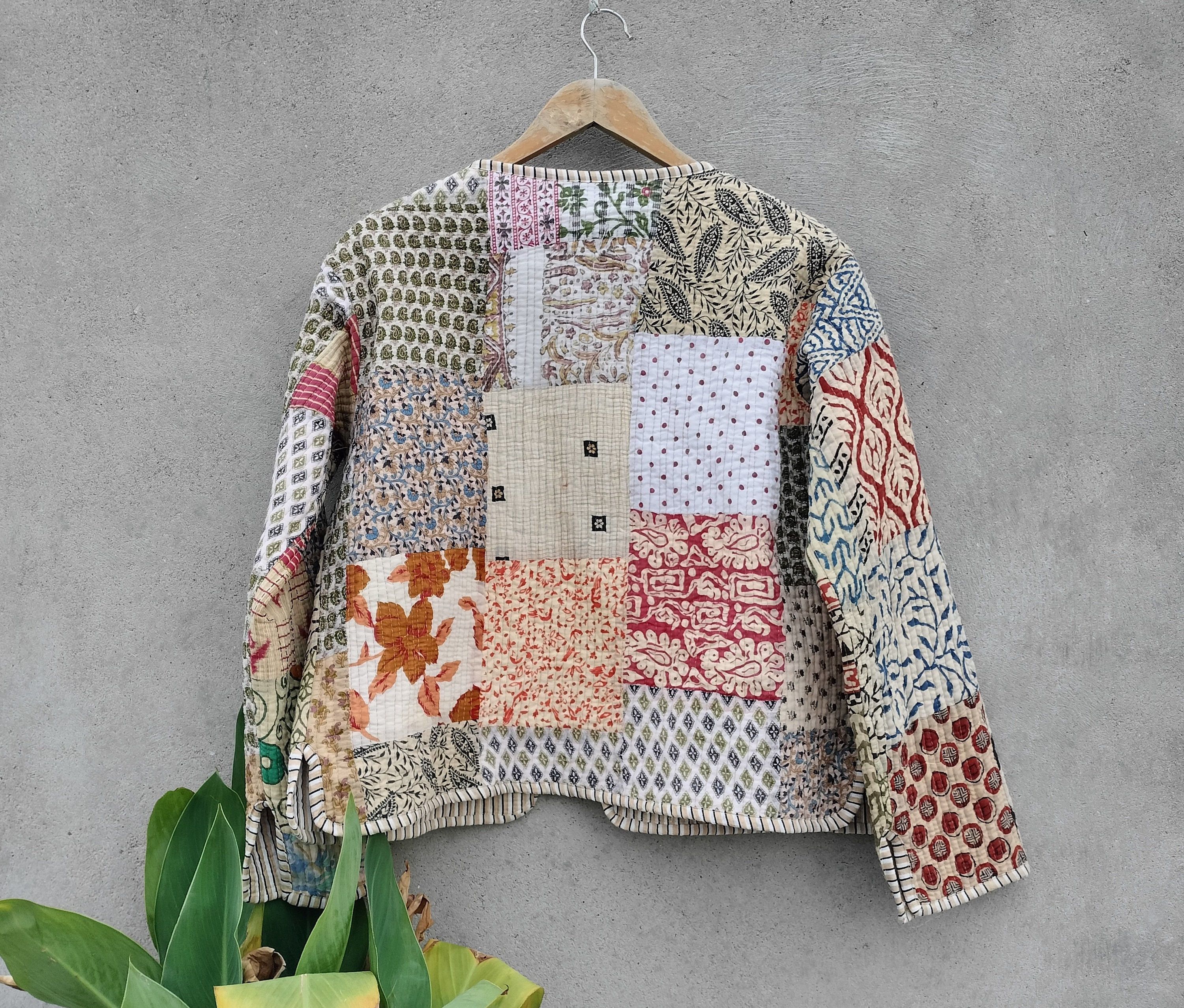Handmade Patchwork Jacket, Quilted Jackets, Vintage Jackets Size M / US 6-8 / IT 42-44 - 2 Thumbnail