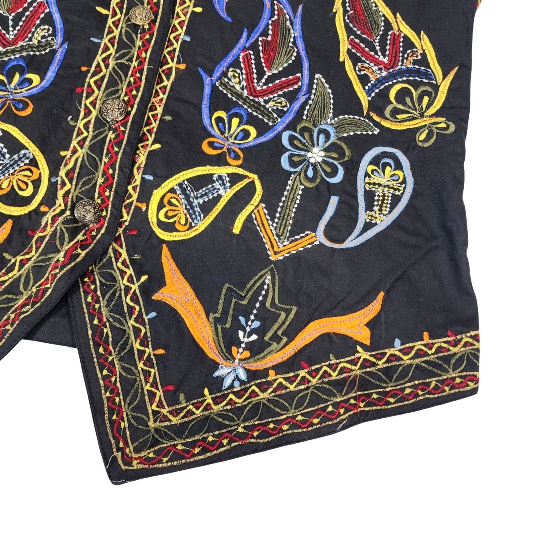 Anchor Blue VINTAGE Anchor Blue Embroidered Cotton Vest Black Paisley Boho Womens Large NWT Size L / US 10 / IT 46 - 3 Thumbnail