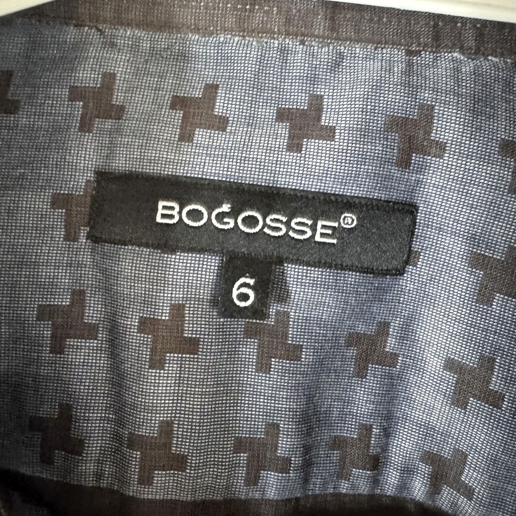 Vintage Bogosse Shirt Mens XL Blue Geometric Long Sleeve Button Front Dress Woven Size 46R - 7 Thumbnail