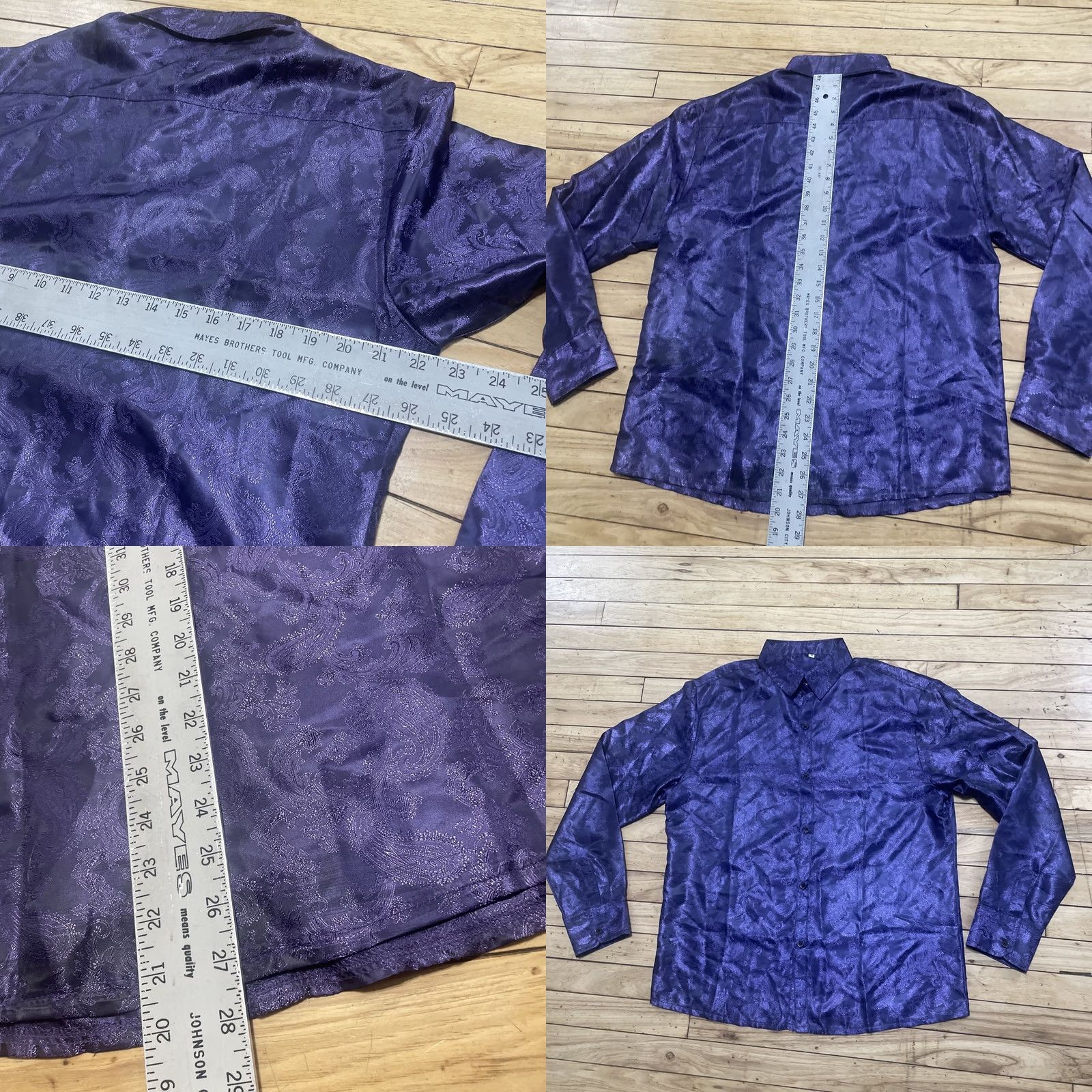 Vintage VINTAGE Royal Purple Brocade Baroque Button Shirt Adult M Jewel Tone 1970s Disco Club Mens Size US M / EU 48-50 / 2 - 8 Thumbnail