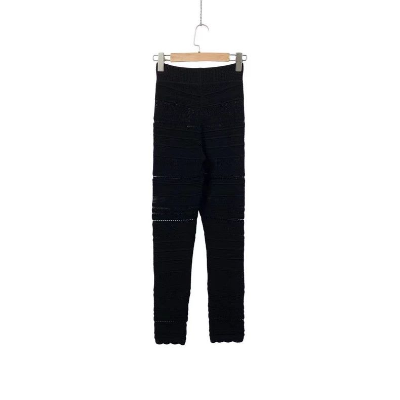 Alexander McQueen Alexander Mcqueen SizeS Hollow-out black knitted leggings Size US 27 - 2 Thumbnail