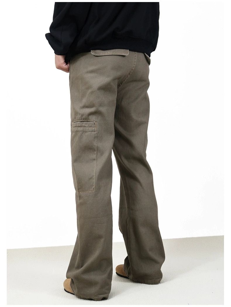 washed faded patchwork utility flared pants