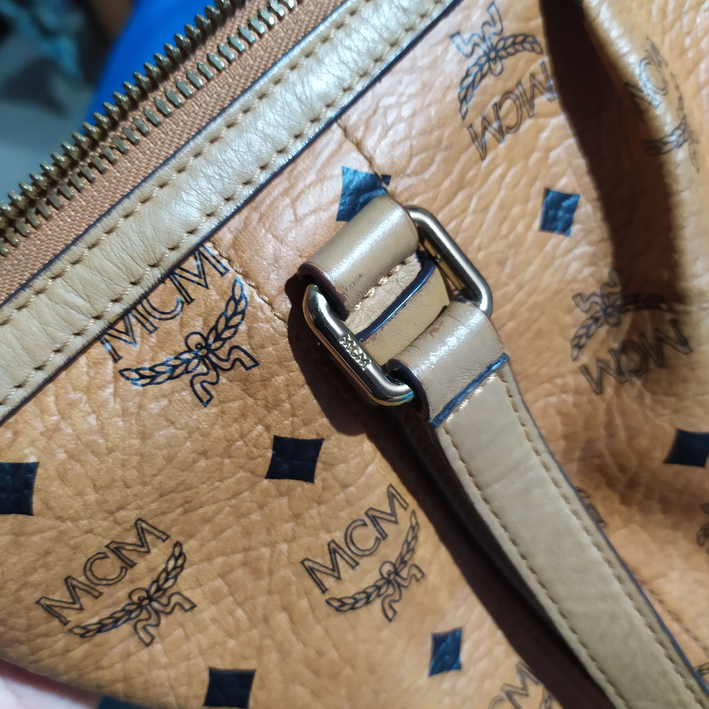 MCM MCM Cognac Visetos Coated Canvas and Leather Zip Tote Size ONE SIZE - 4 Thumbnail