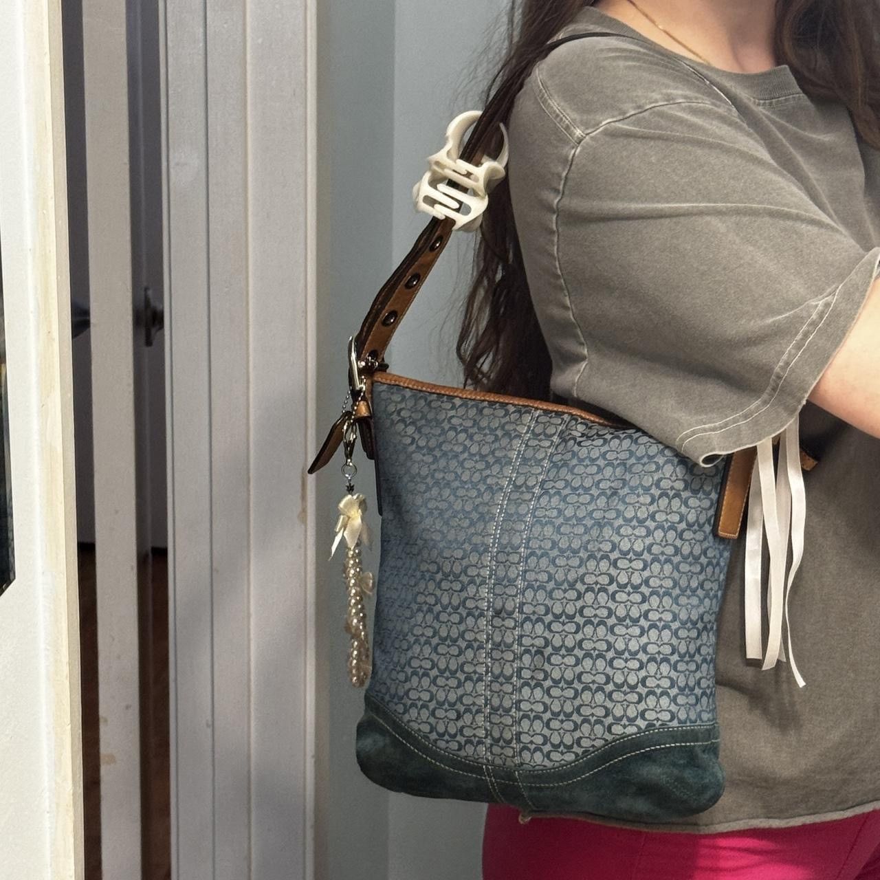 Coach Y2K Coach Teal Monogramed Shoulder Bag Size ONE SIZE - 8 Thumbnail