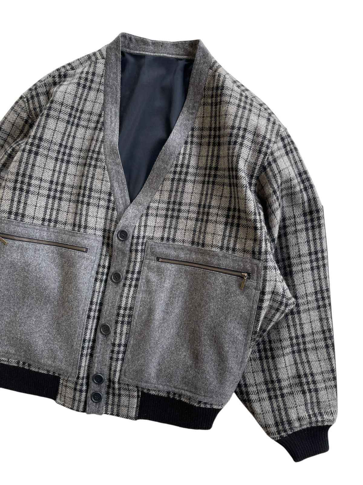 Japanese Brand OZZ Japan Wool Checked Bomber Issey Miyake Style Jacket Size US M / EU 48-50 / 2 - 5 Thumbnail