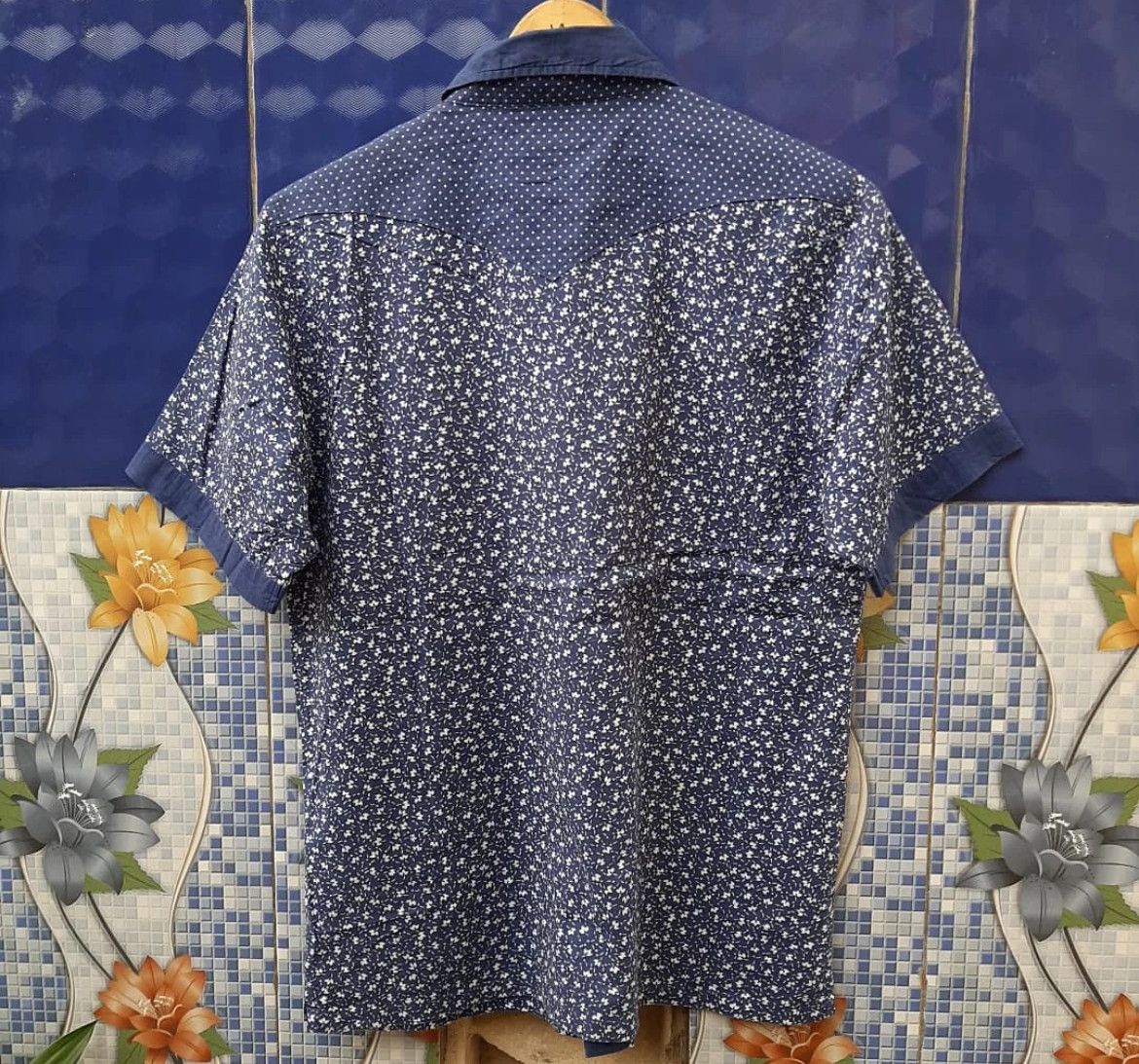 Issey Miyake 2000s Cabane de Zucca Polkadot Pattern Indigo Shirt Size US M / EU 48-50 / 2 - 3 Thumbnail