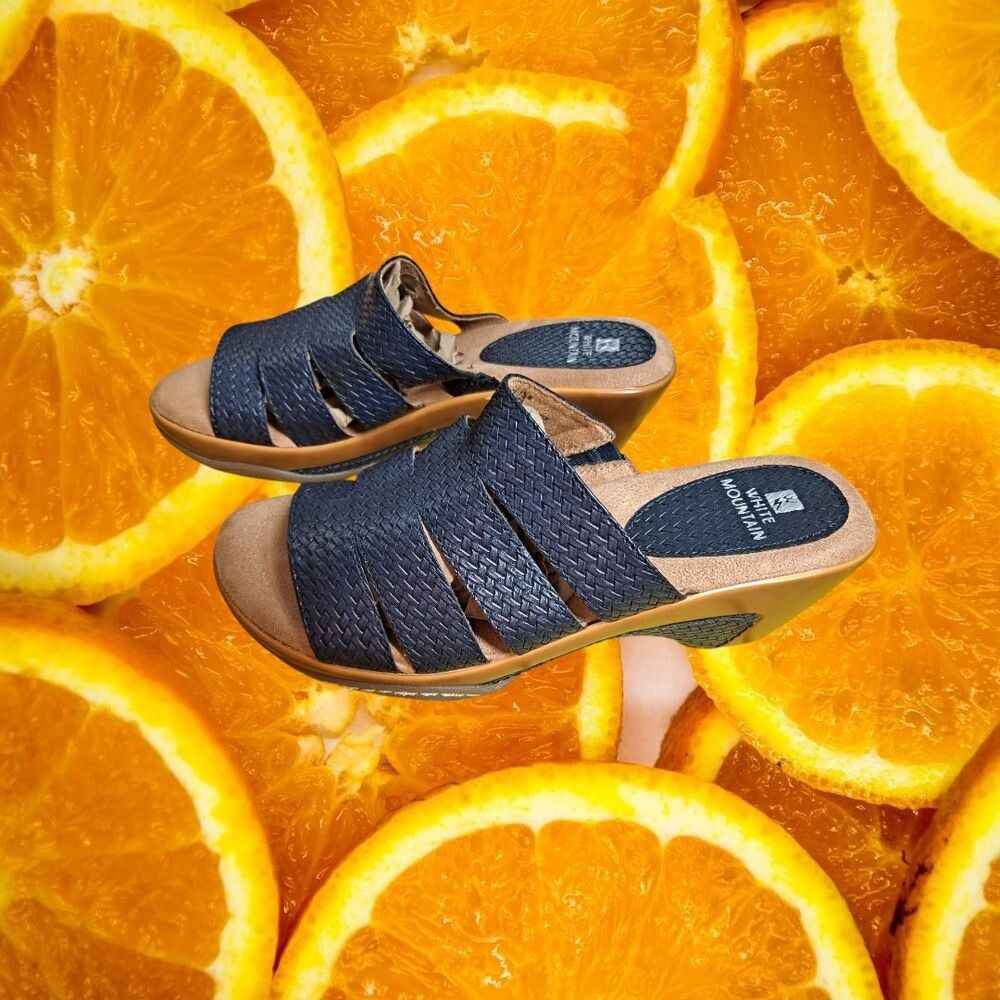 Other White Mountain Valora Comfort Slide Sandals Woven Navy Blue Size US 7.5 / IT 37.5 - 1 Thumbnail